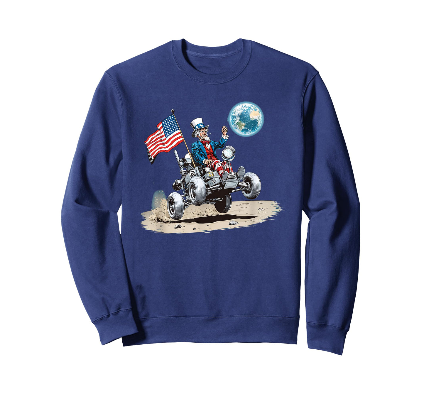 Nice Moon Vehicle with Patriotic Flag and Earth T-Shirt