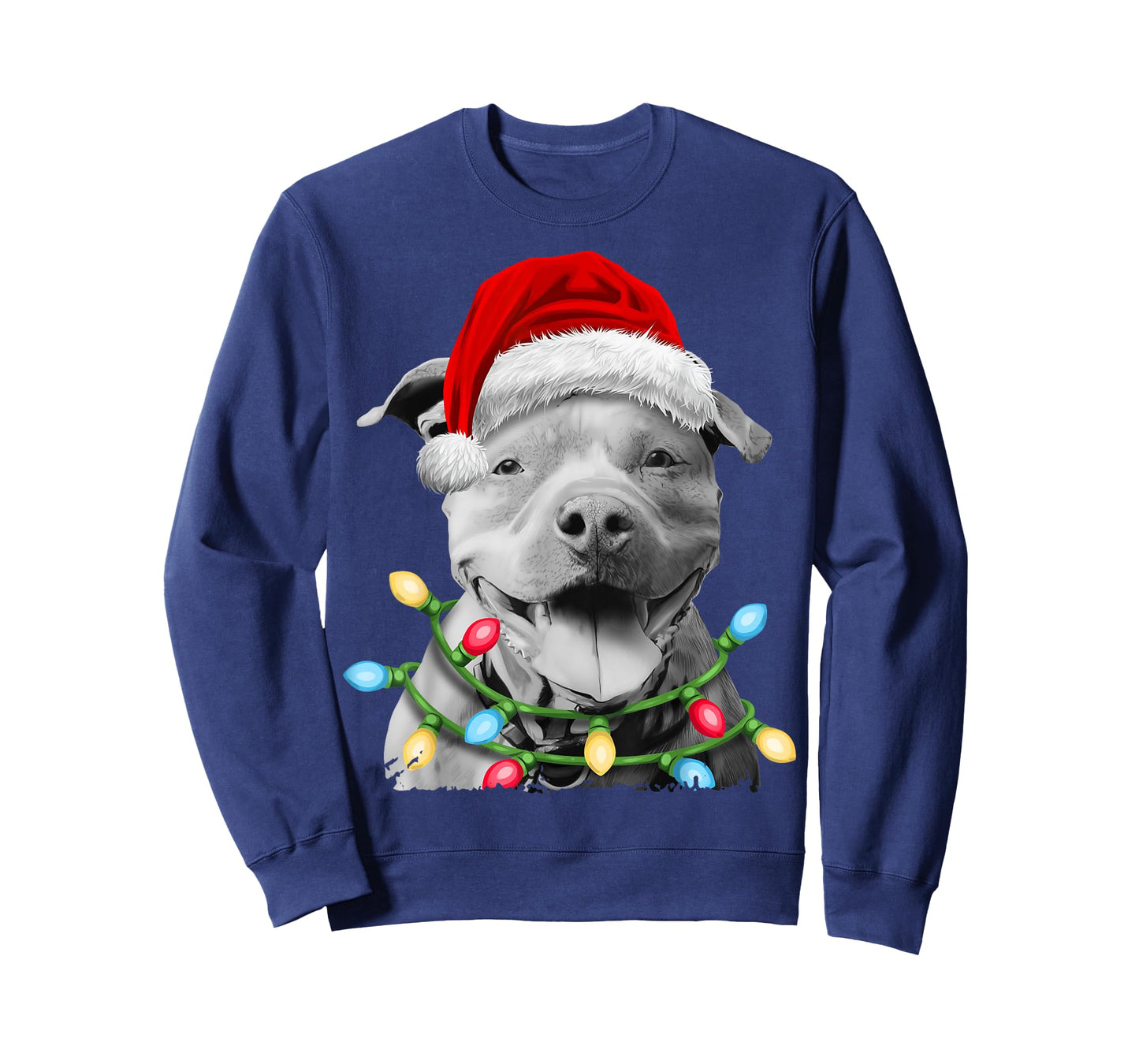 Pit Bull Santa Christmas Tree Lights Xmas Boys Dog Dogmas T-Shirt