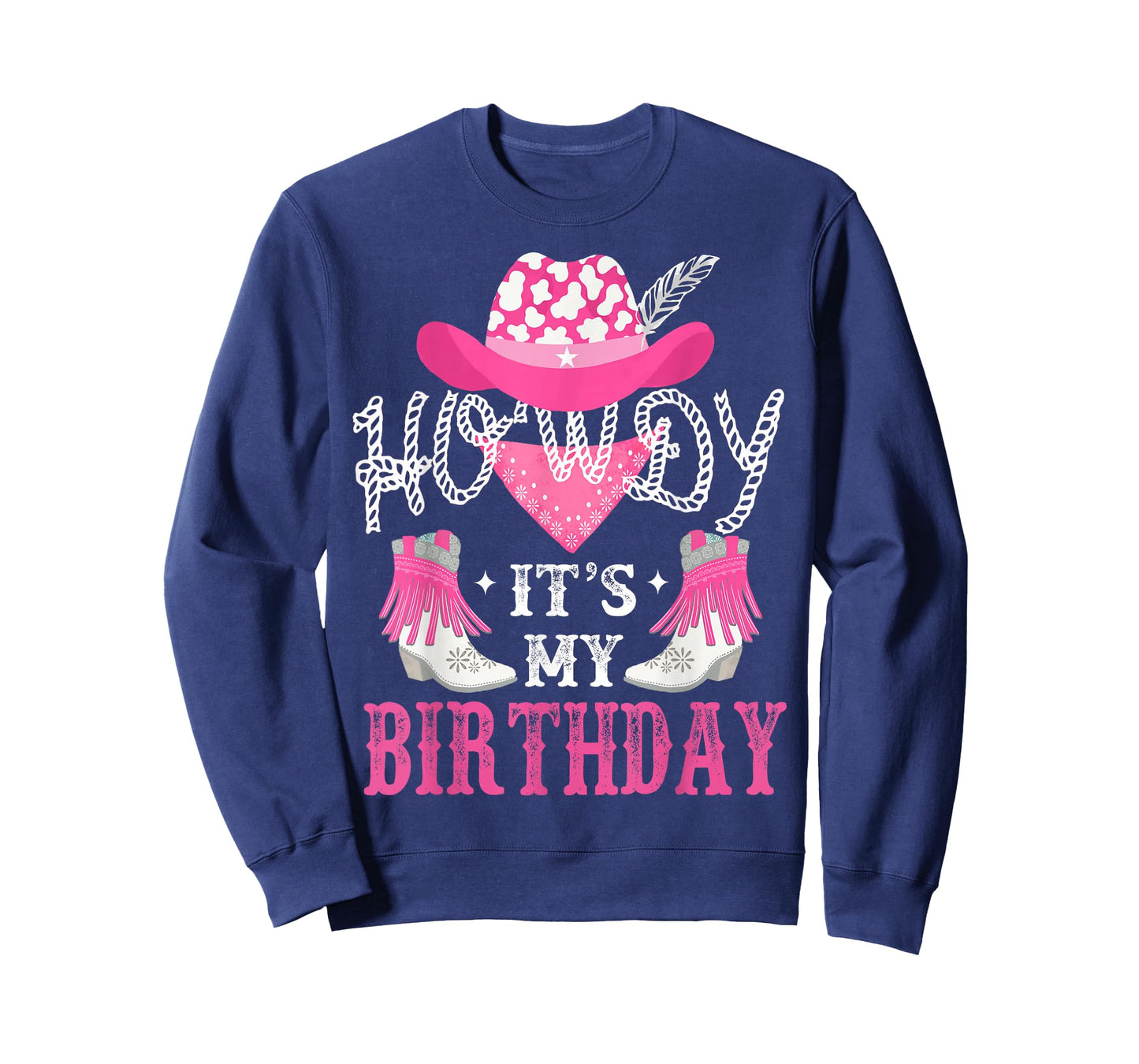 Howdy It's My Birthday Funny Country Rodeo Cowgirl themed T-Shirt, Small, Black