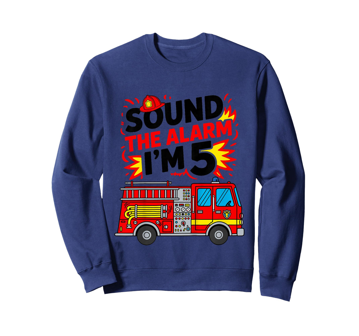 Kids Sound The Alarm I'm 5 Fire Truck 5th Birthday Boys Kids T-Shirt