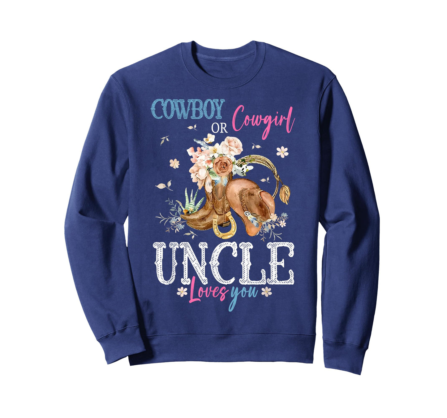 Cowboy or Cowgirl Gender Reveal Party Announcement Uncle T-Shirt