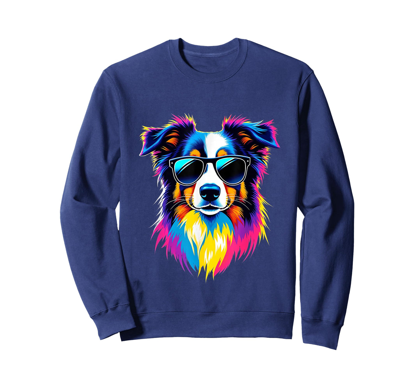 Funny Australian Shepherd with Sunglasses Pop Art T-Shirt