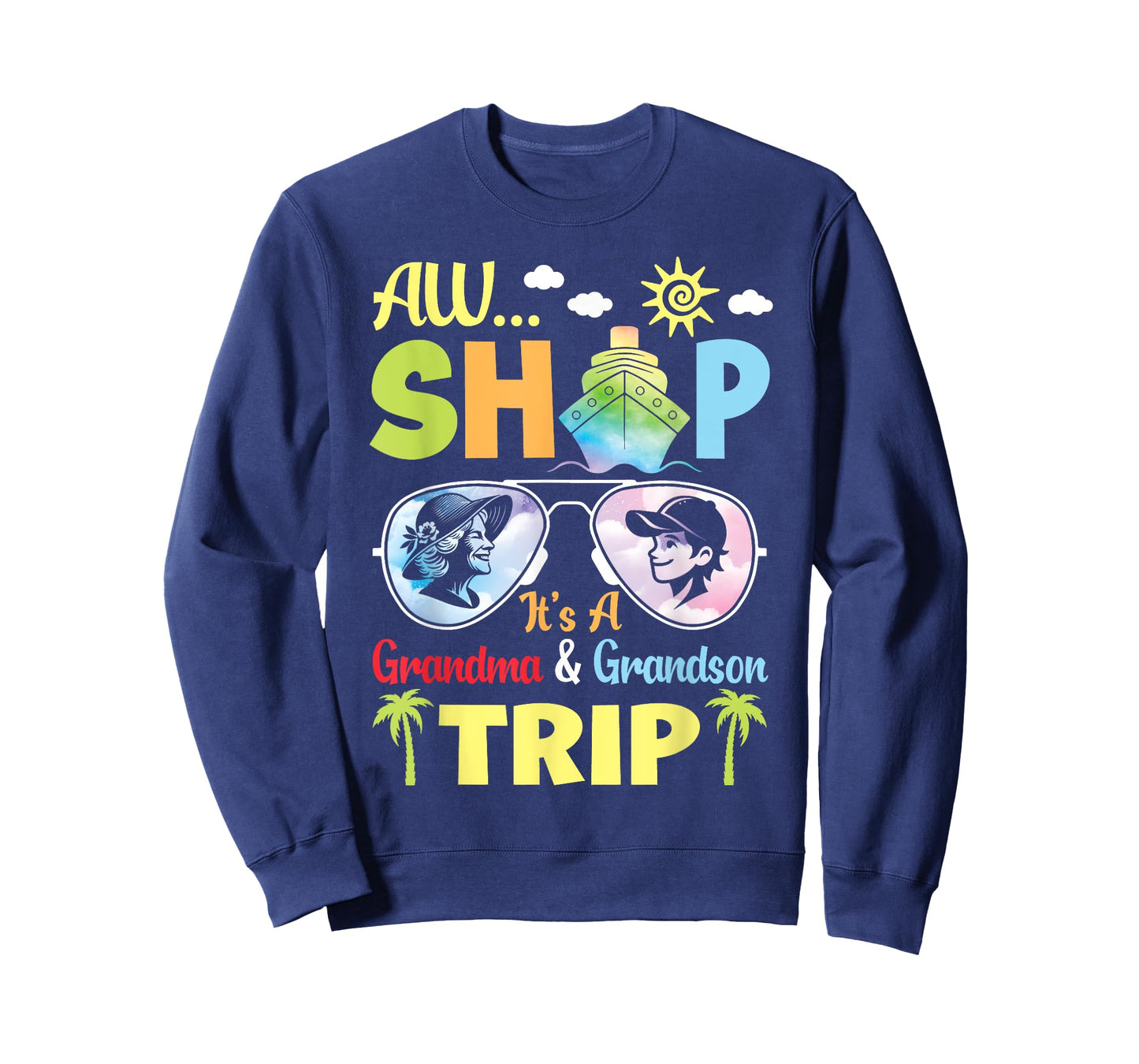 AW Cruise Ship It's A Grandma & Grandson Trip Vacation Vibes T-Shirt