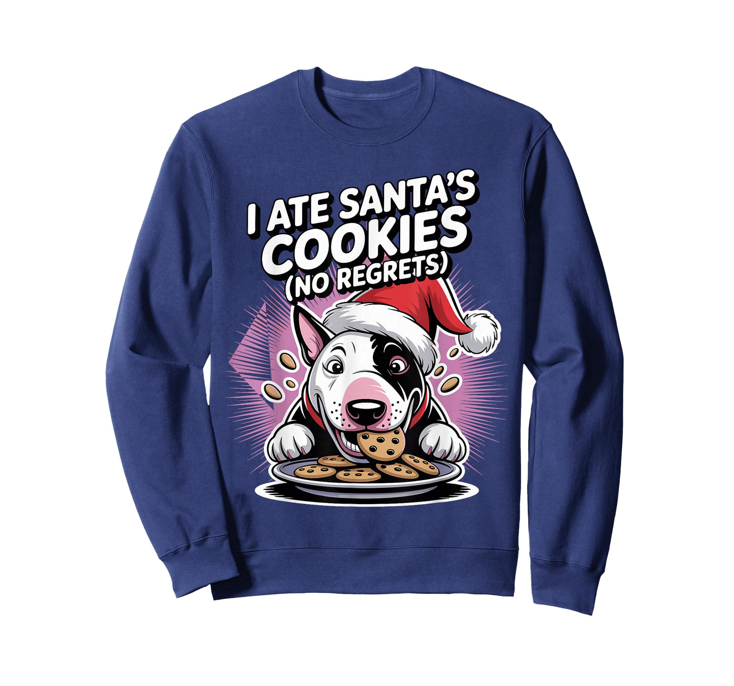 I Ate Santas Cookies Xmas Puppy Funny Christmas Bull Terrier T-Shirt