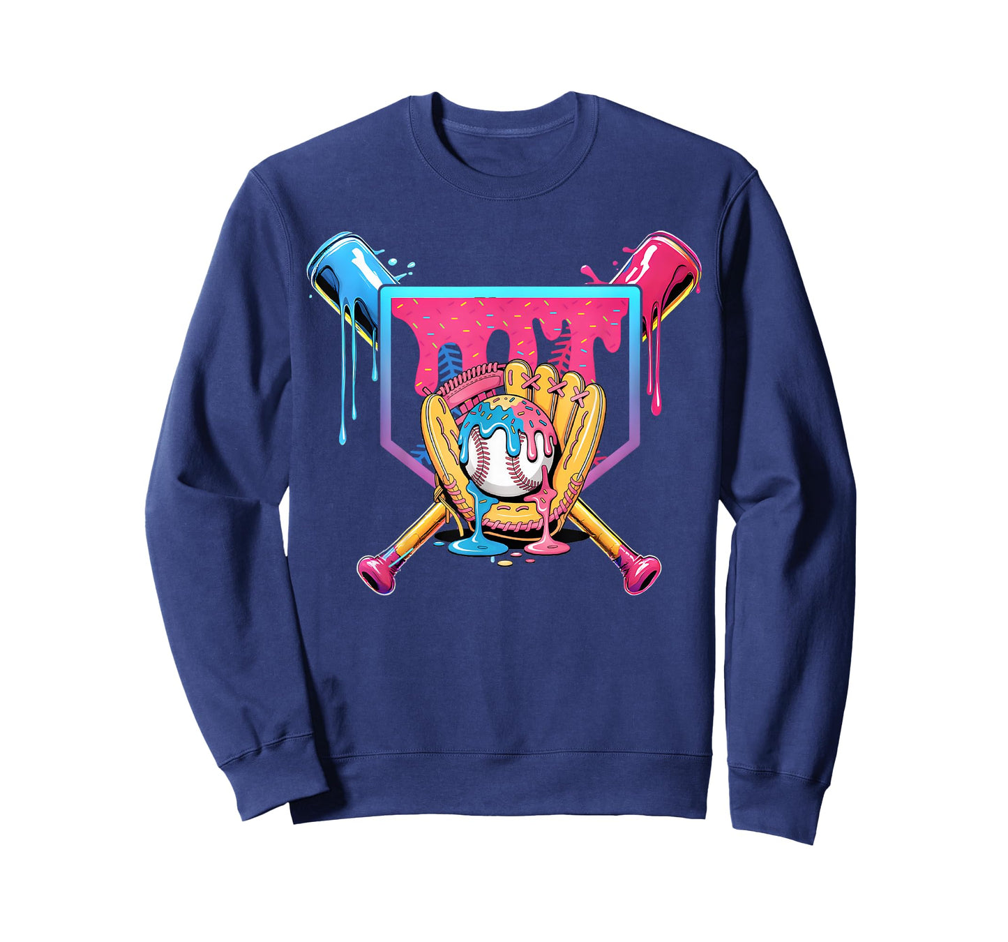 Baseball Home Plate Dripping Ice Cream Drip Youth Boys T-Shirt