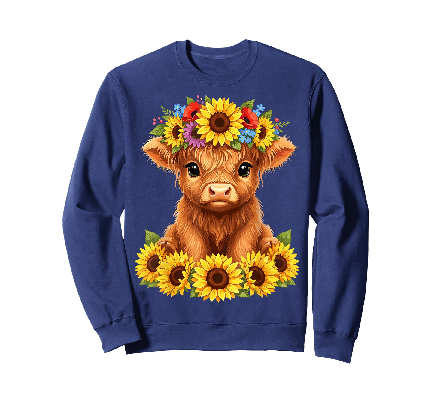 Highland Cow Sunflower Floral Country Farm T-Shirt