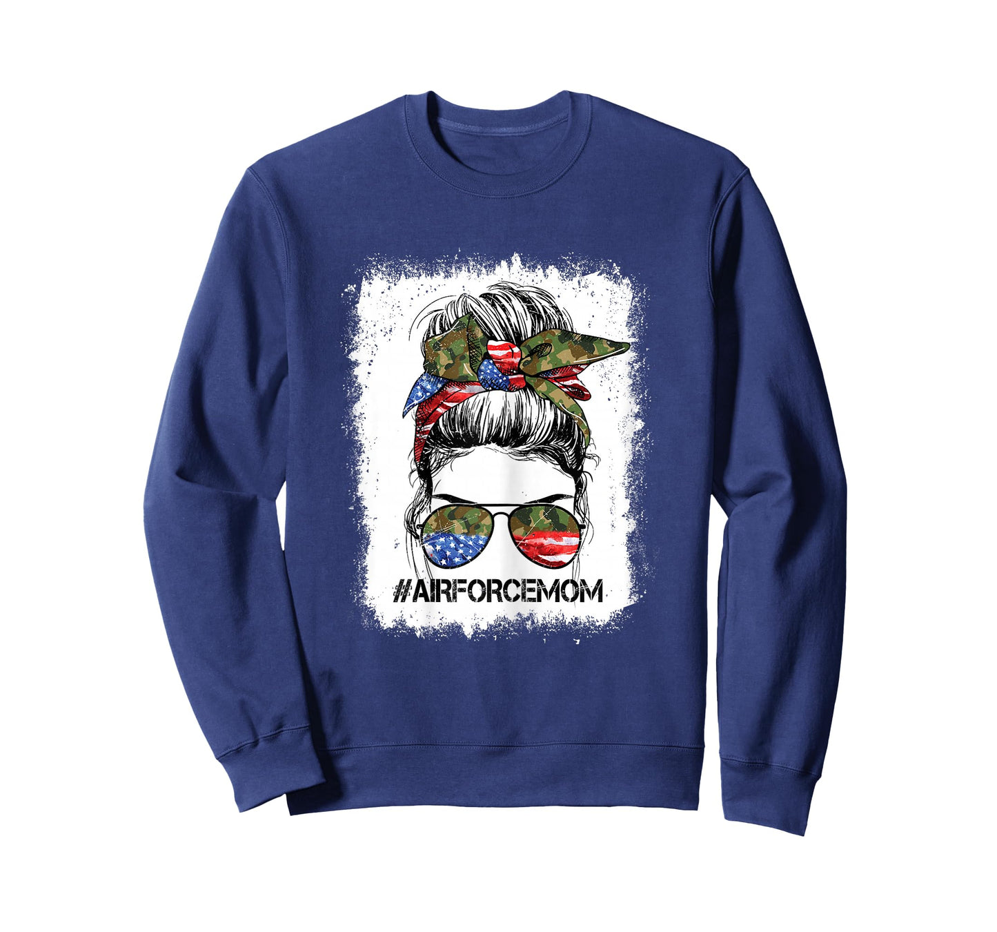 All American Airforce Mom Messy Bun US Flag 4th Of July T-Shirt