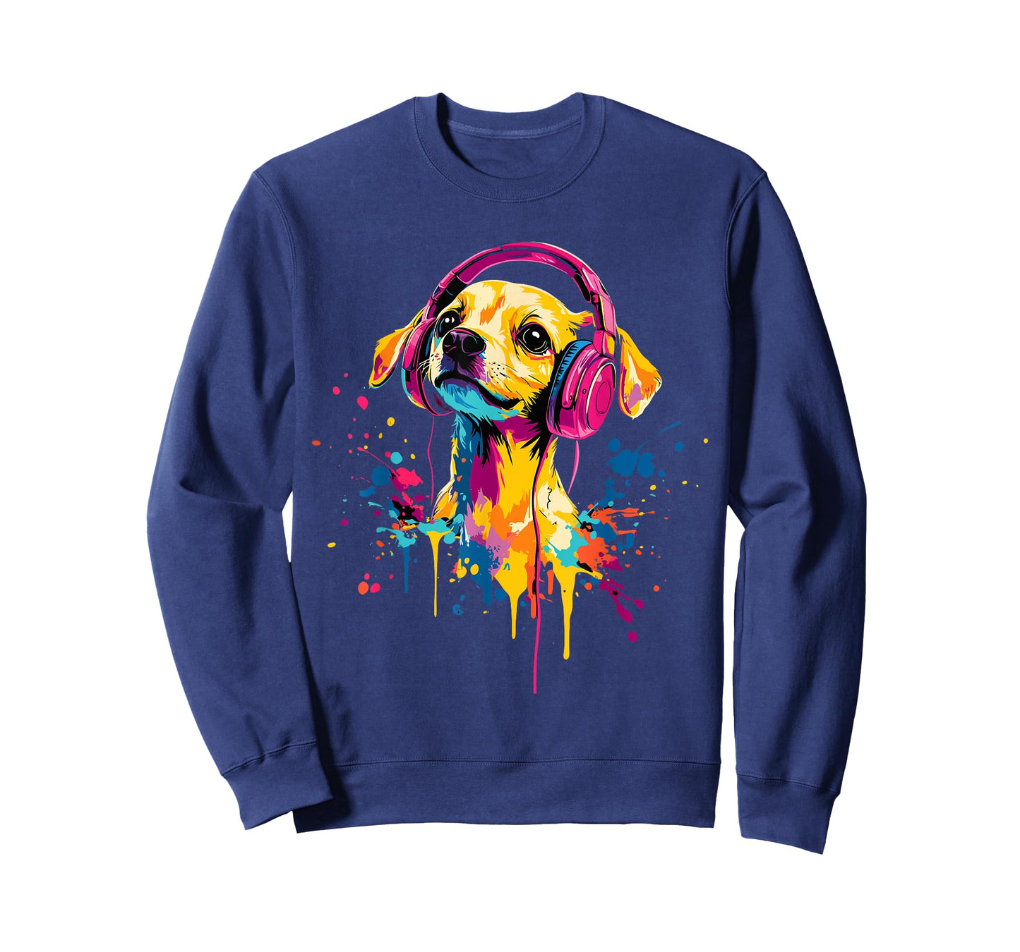 Chiweenie Lover Pop Art Wearing Headphones Funny Chiweenie T-Shirt