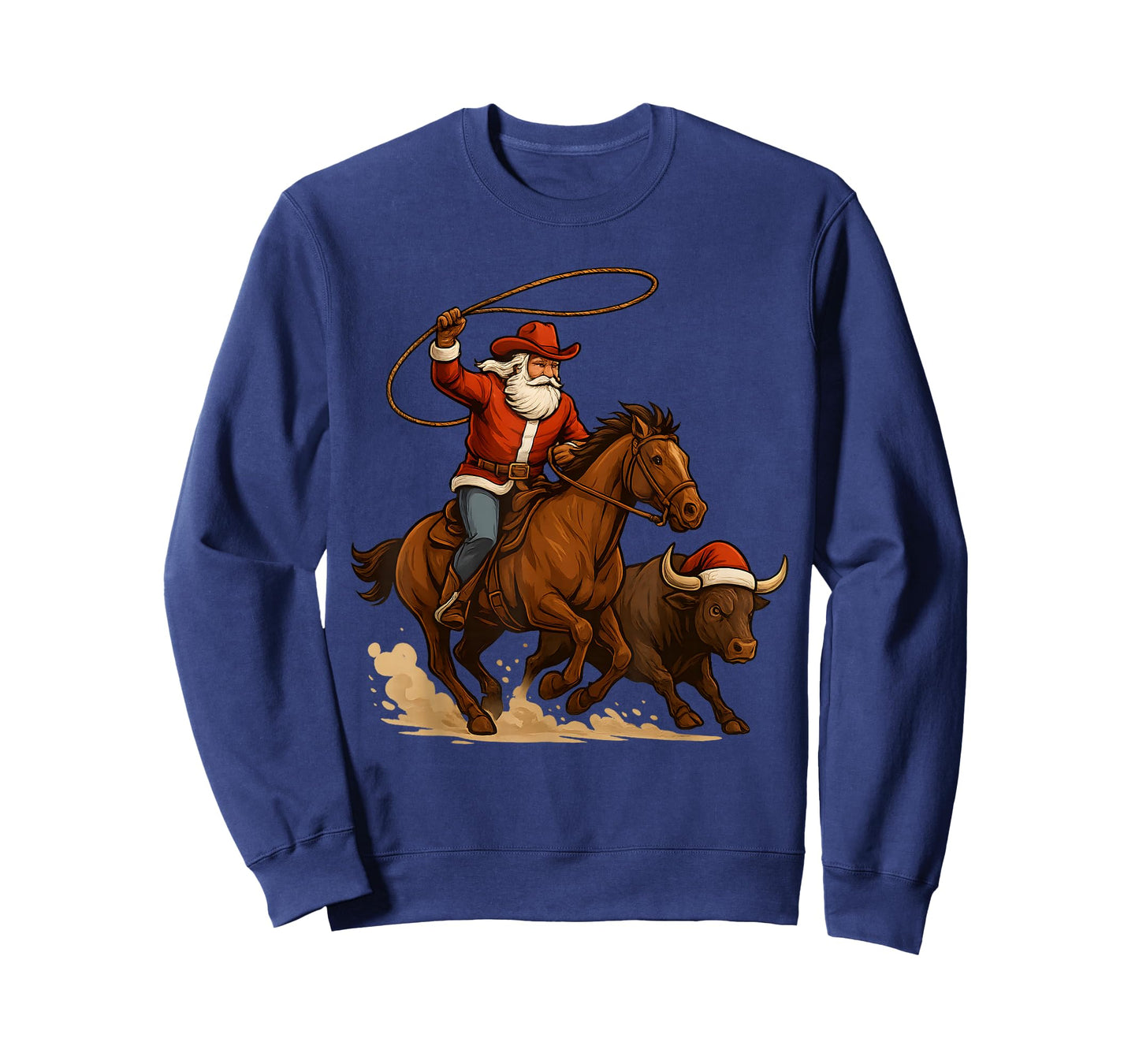Santa Claus Cowboy Vintage Western Christmas Pajamas Xmas T-Shirt