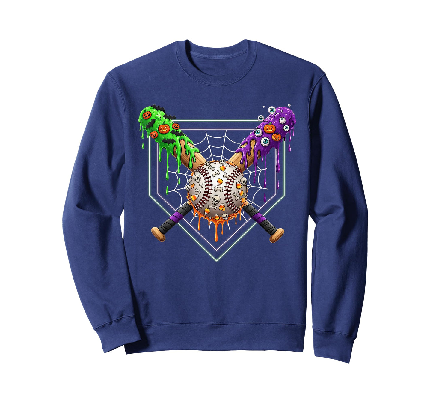 Baseball Home Plate Ice Cream Halloween Pumkin Spooky Season T-Shirt
