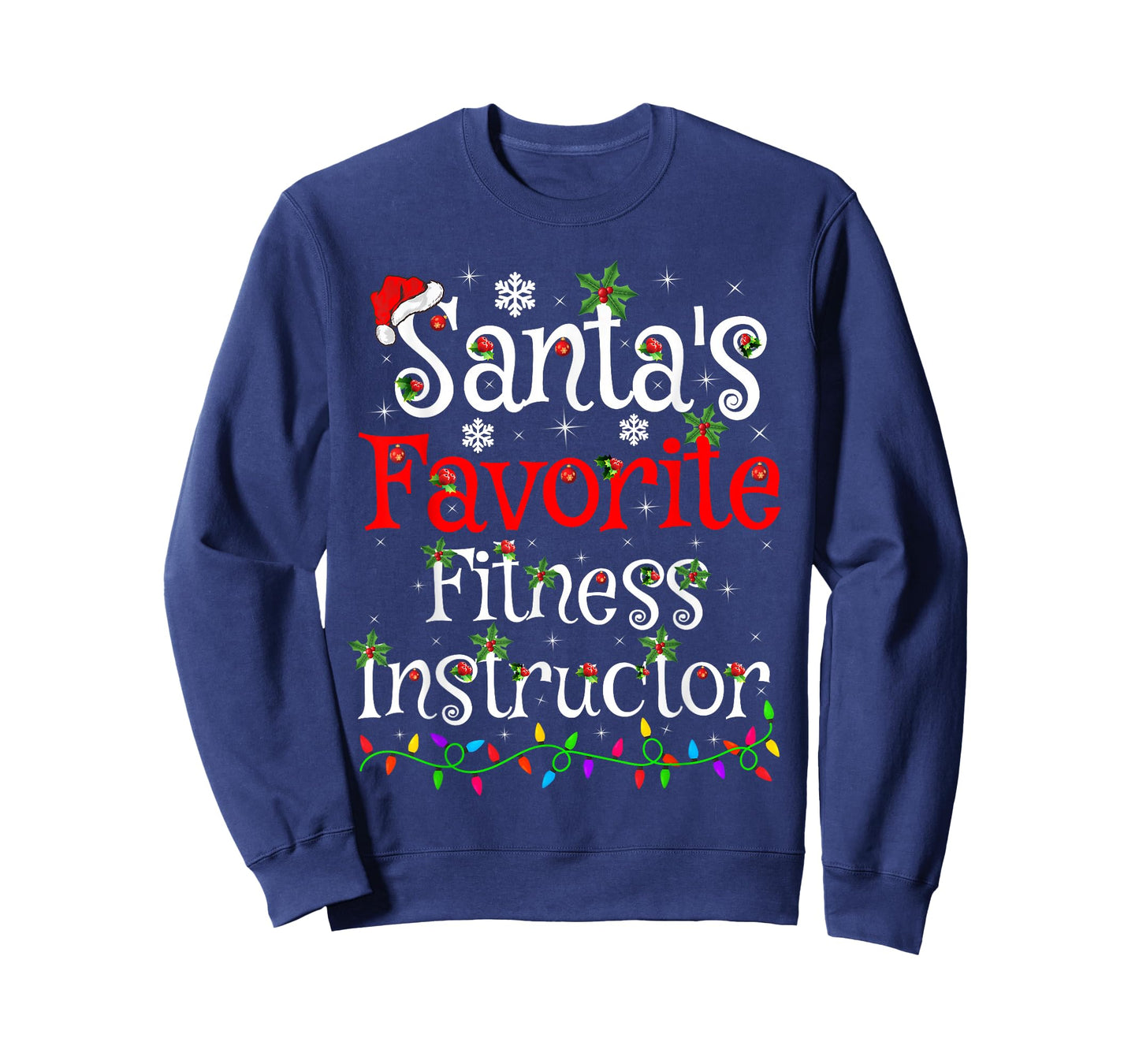 Xmas Lighting Santa's Favorite Fitness Instructor Christmas T-Shirt