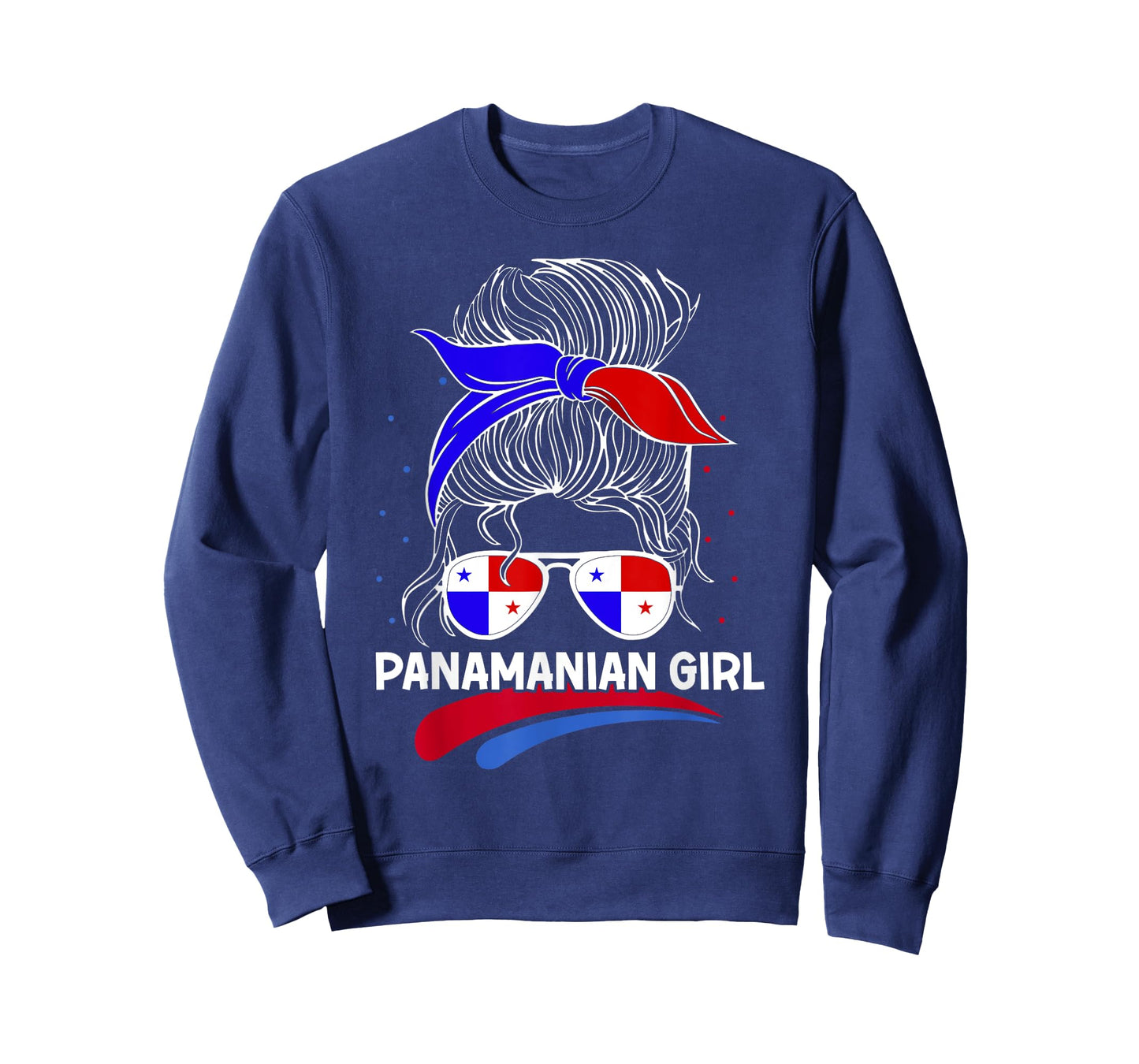 Panama Women Panamanian Flag With Messy Bun National Colors T-Shirt