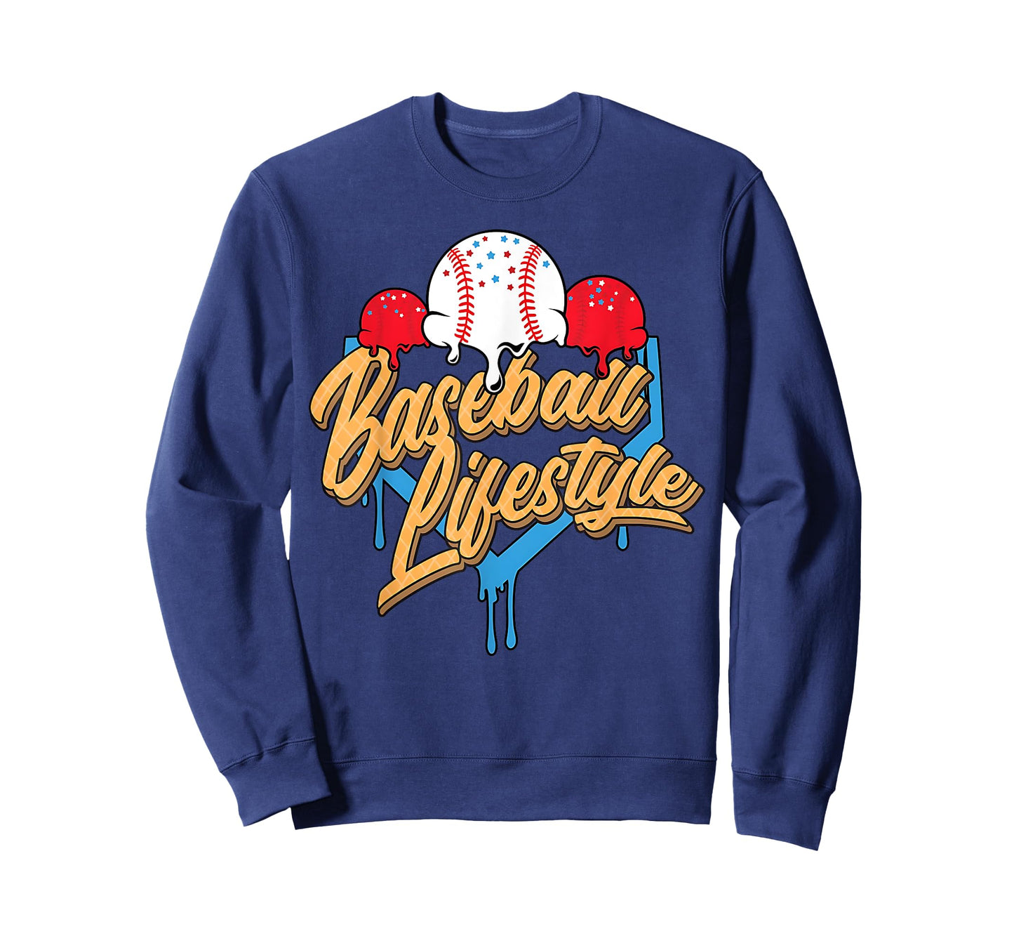 Baseball Lifestyle Home Plate Ice Cream Drip Men Boys Youth T-Shirt