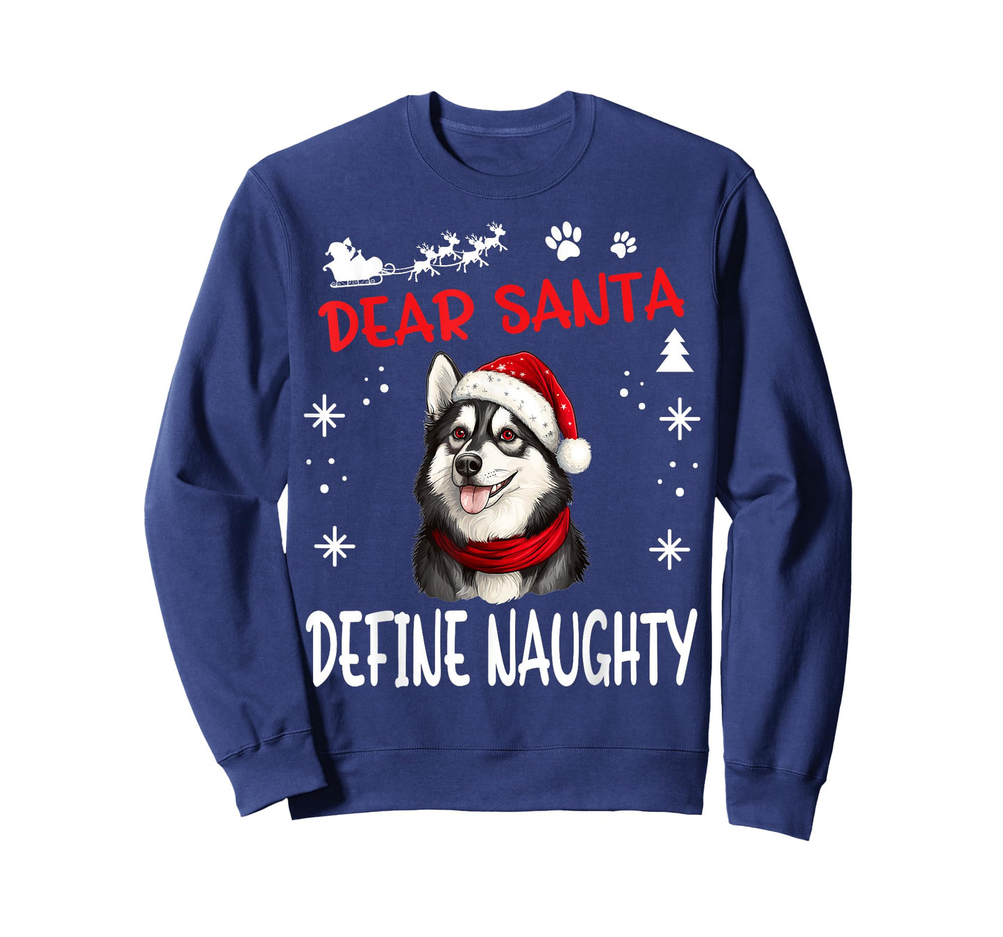 Cute Siberian Husky Dog Christmas Dear Santa Define Naughty T-Shirt
