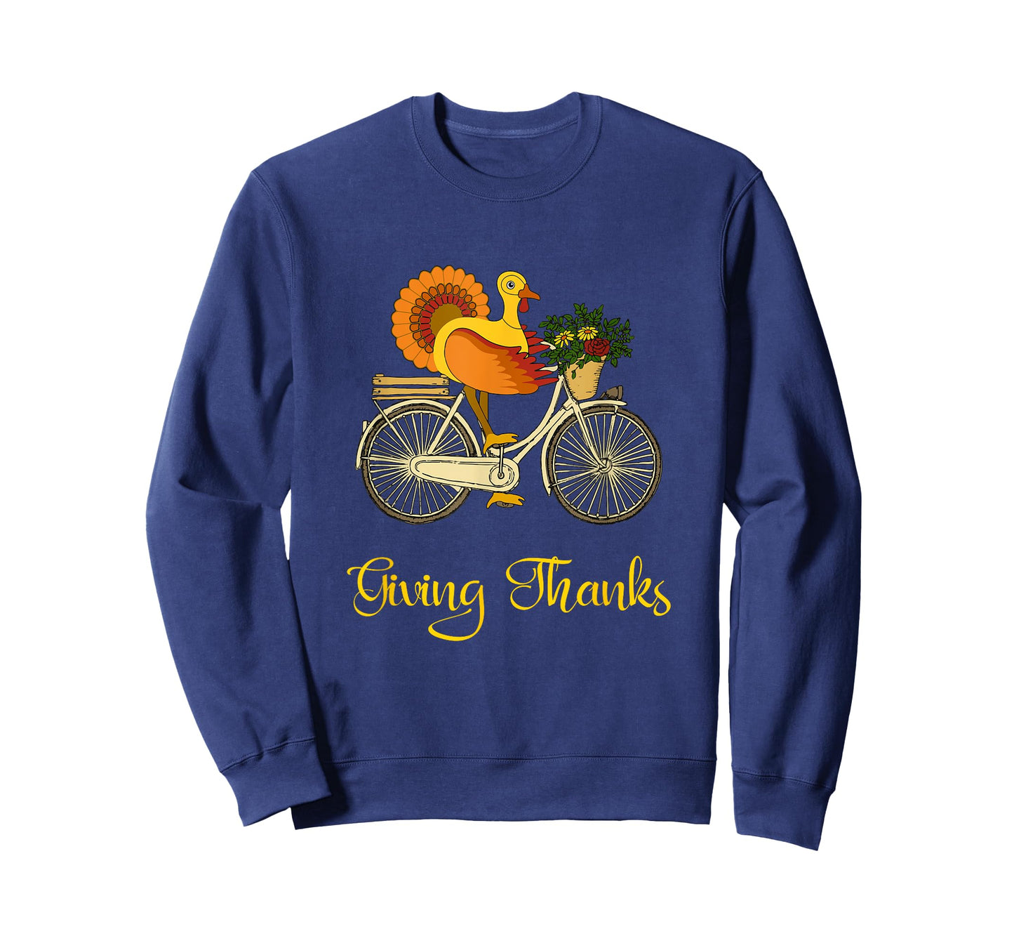 Giving Thanks Vintage Thanksgiving Turkey Riding Bicycle T-Shirt