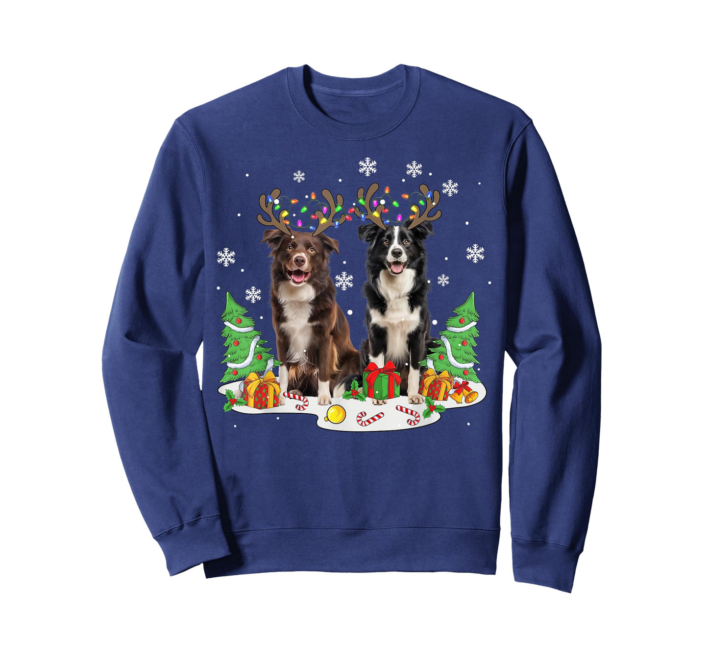 Border collie Dog Christmas lights Xmas Border collie dog T-Shirt for Men Women Kids