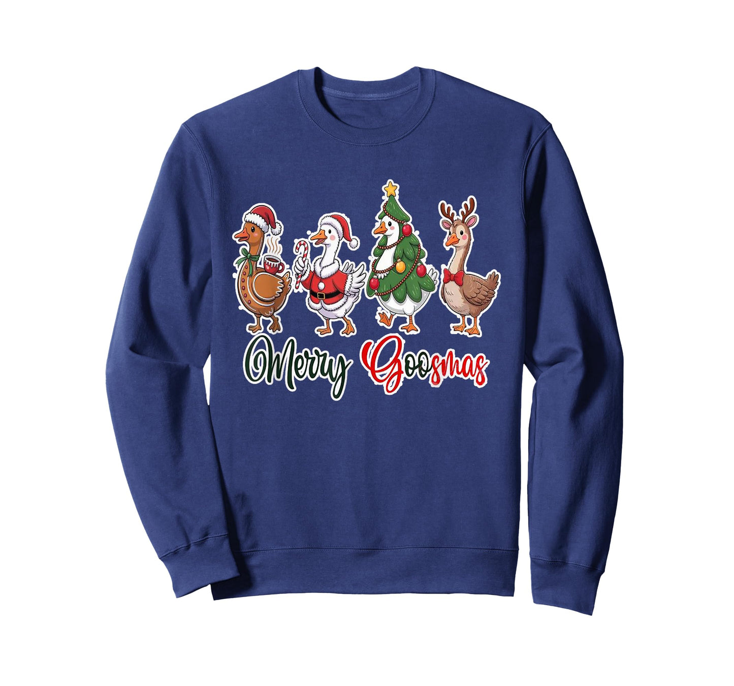 Merry Goosmas Lights Red Santa Hat Xmas Family Men Women T-Shirt