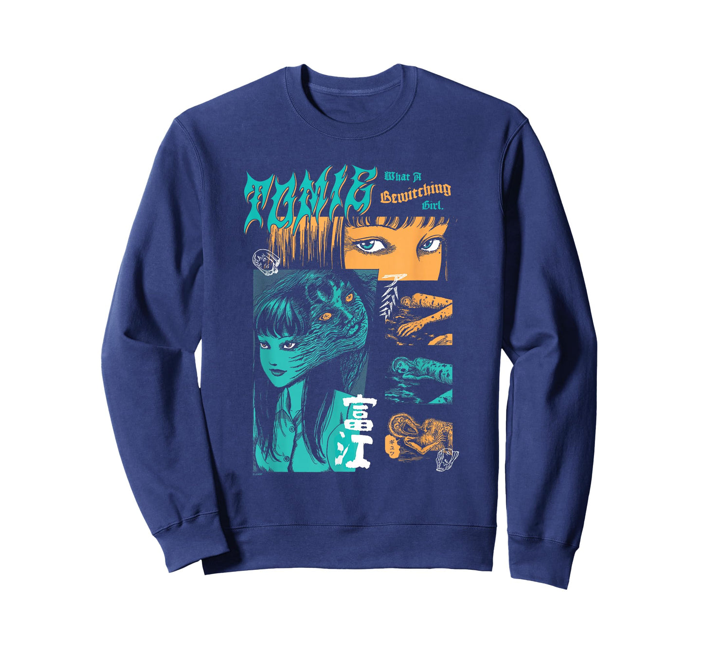 Junji Ito Tomie Orange and Aqua Zine Collage Horror Manga T-Shirt