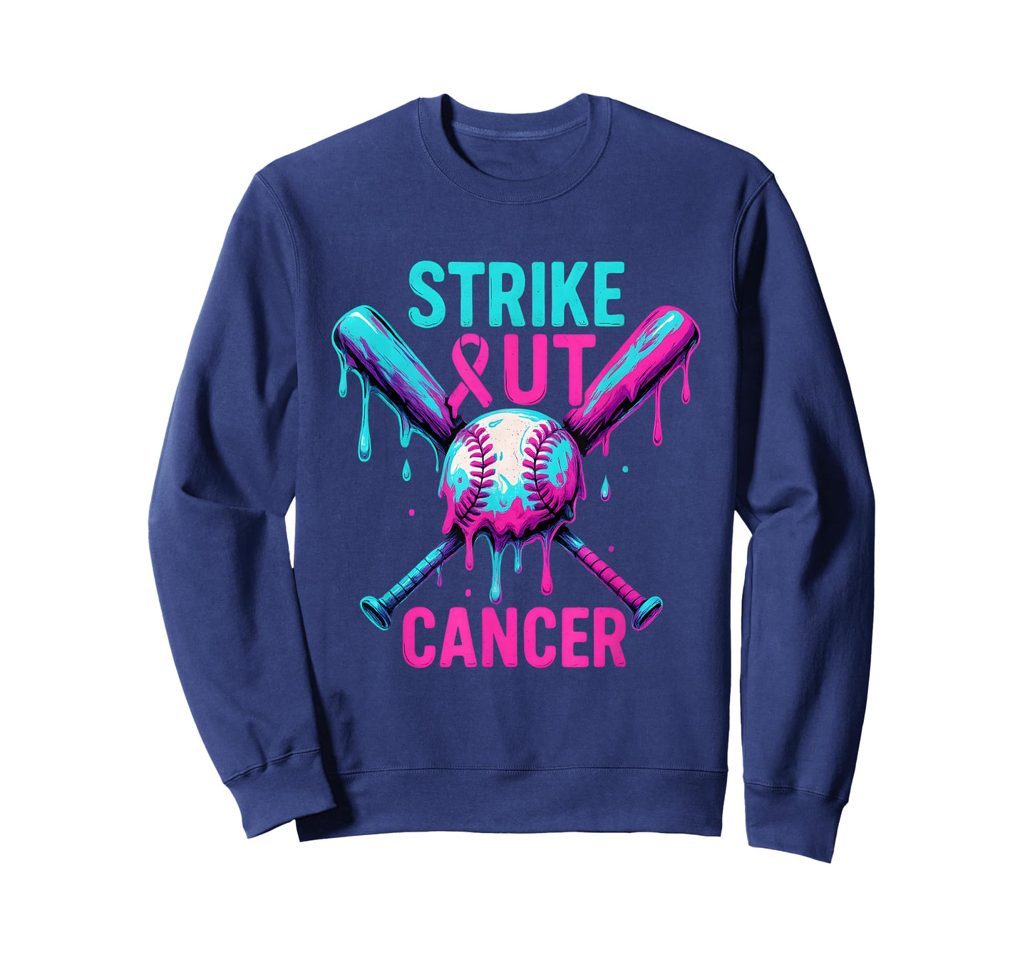Strike Out Breast Cancer Baseball Drip Ice Cream Drip T-Shirt