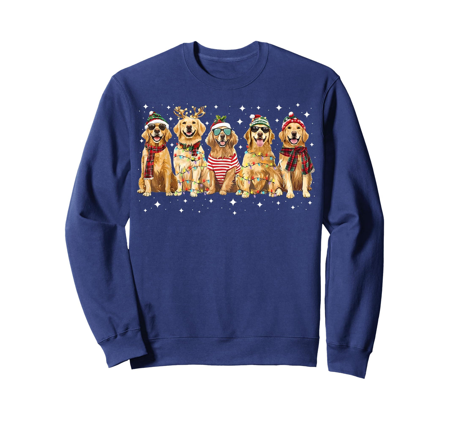 Golden Retriever Santa Christmas Lights Funny Xmas Dog Lover T-Shirt