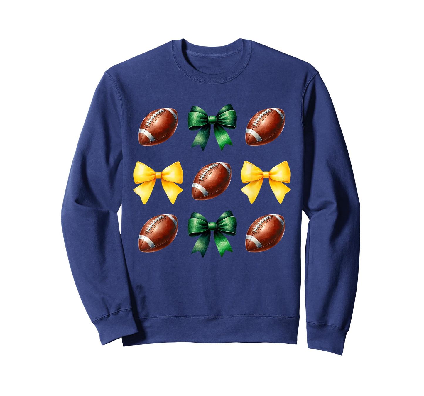 Green & Yellow Gold Footballs & Bows Fall Football Season T-Shirt