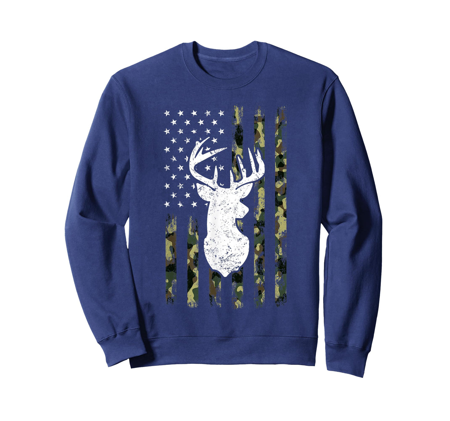 Mens Hunting Shirt American Camouflage Flag Deer Silhouette T-Shirt