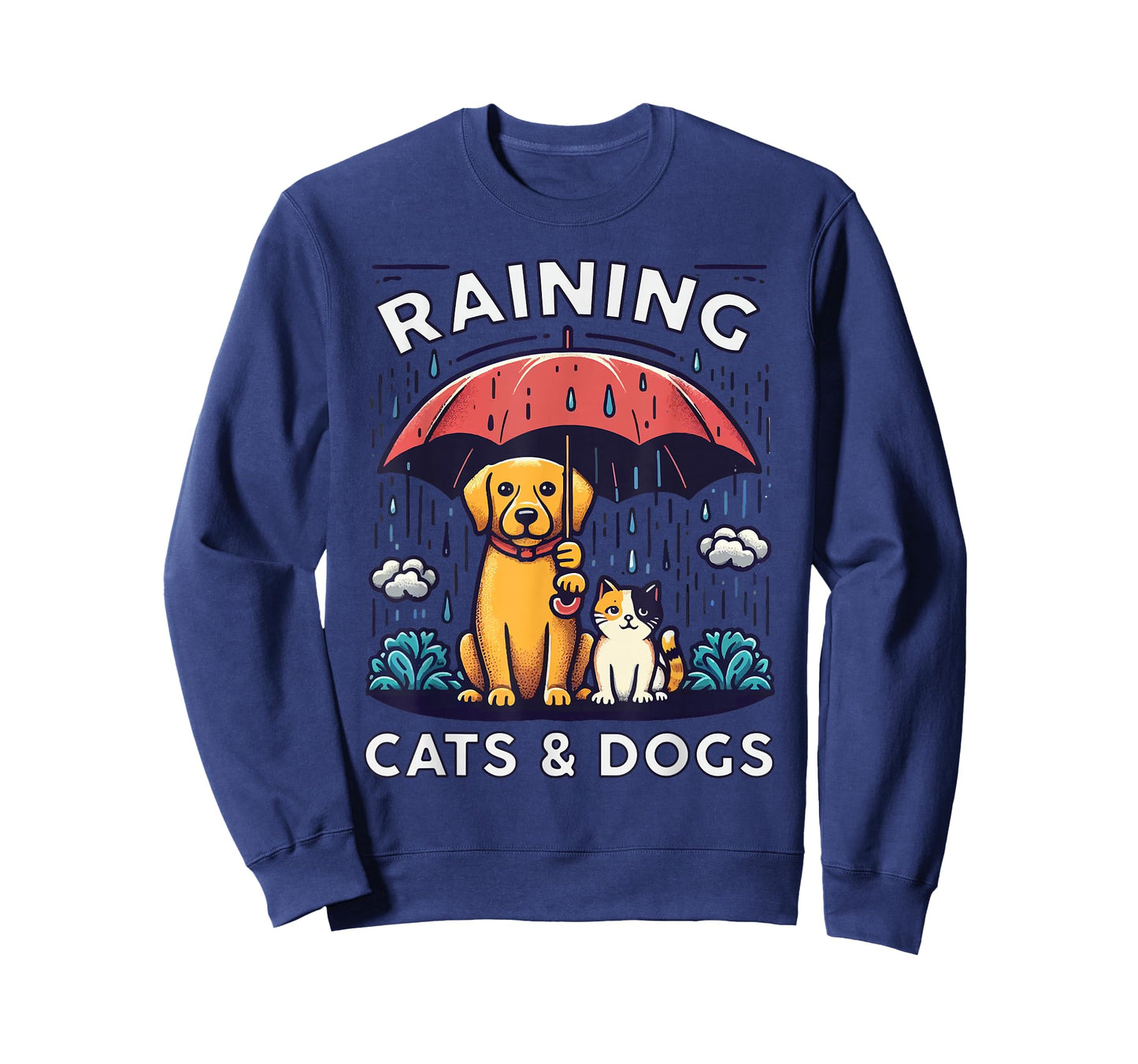 Raining Cats and Dogs Canine Feline Puppy Kitty Animal Idiom T-Shirt