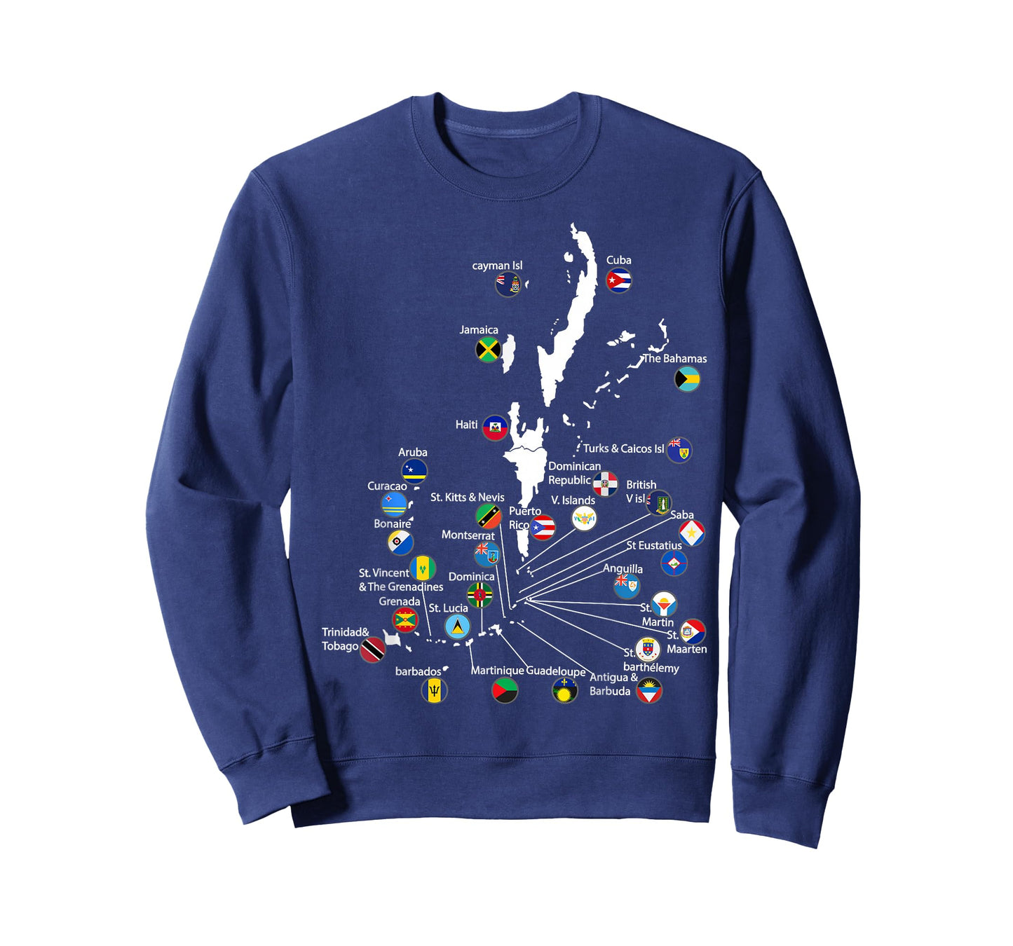 Caribbean islands Flags & map, Caribbean sea vacations T-Shirt