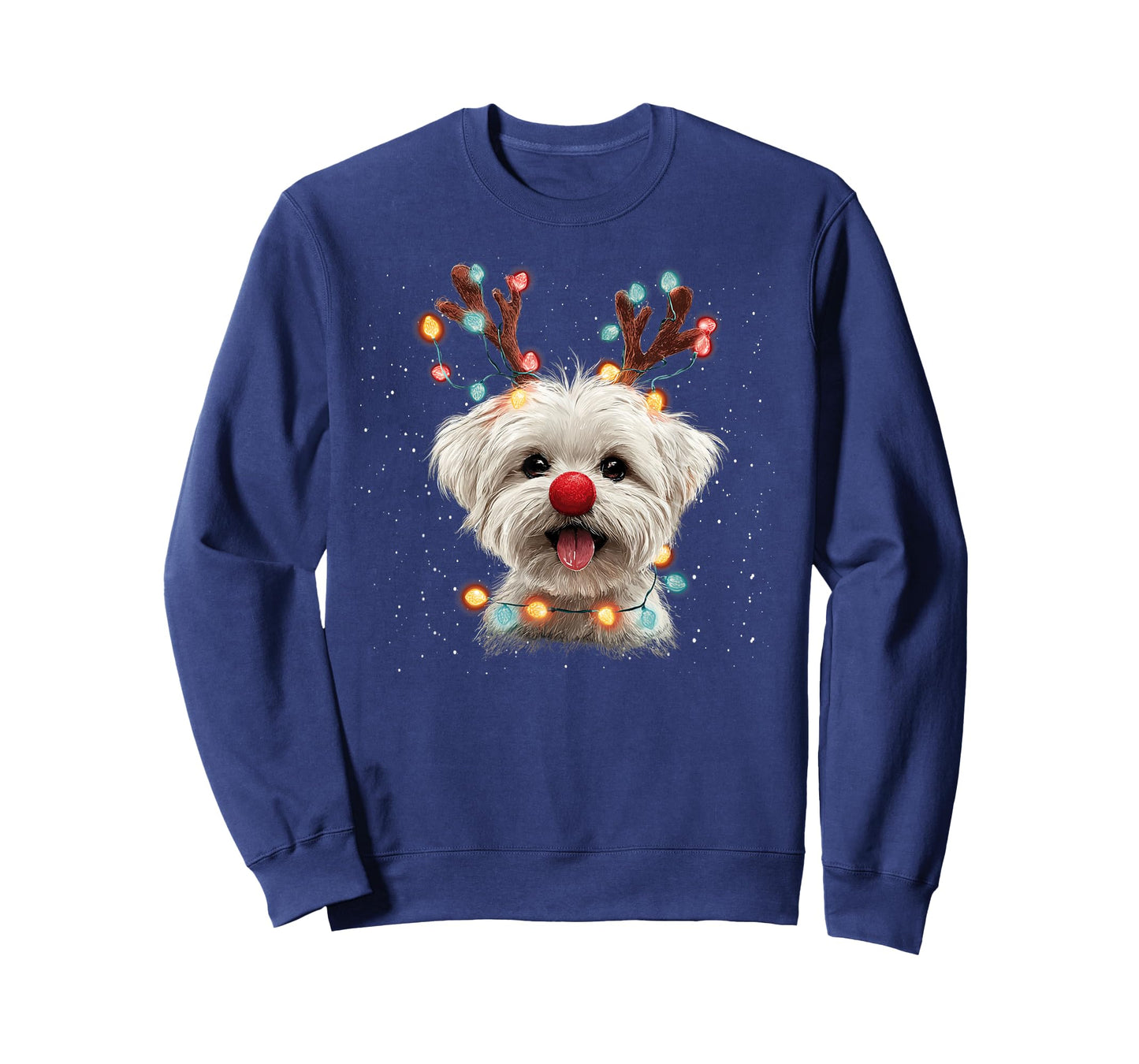 Cute Maltese Dog Reindeer Christmas T-Shirt