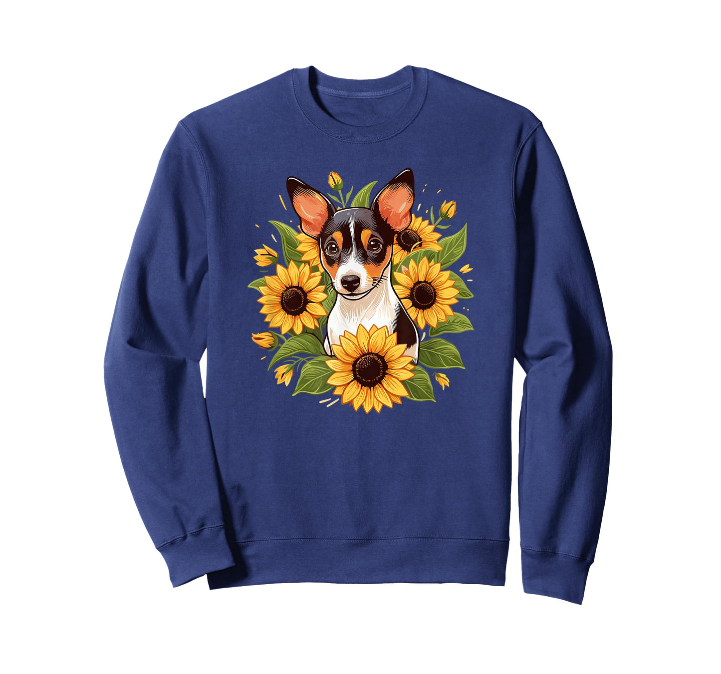 Womens Cute Funny Sunflowers Rat Terrier Lover T-Shirt