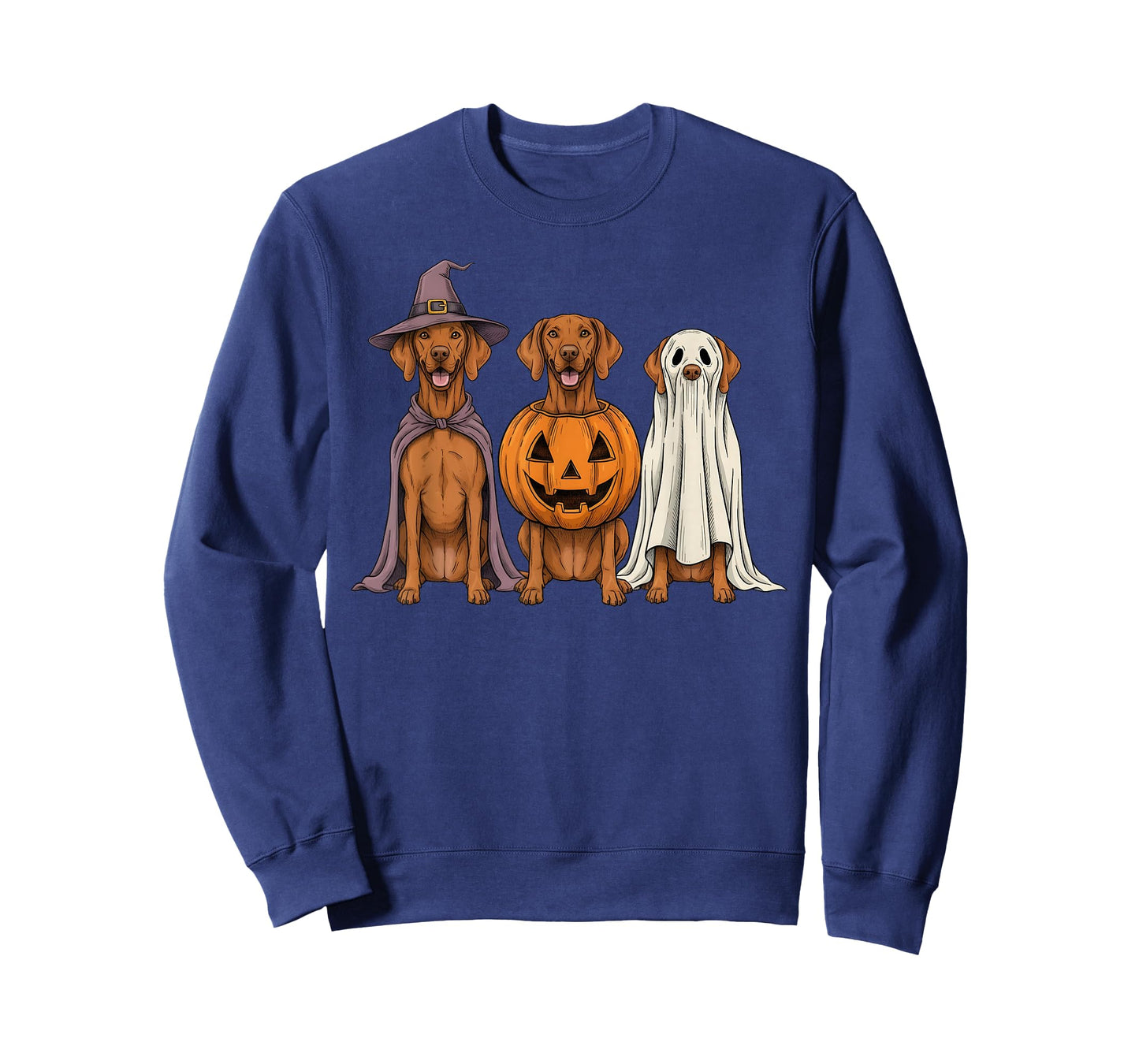 Spooky Ghost Vizsla Pumpkin Halloween Dog Lover T-Shirt