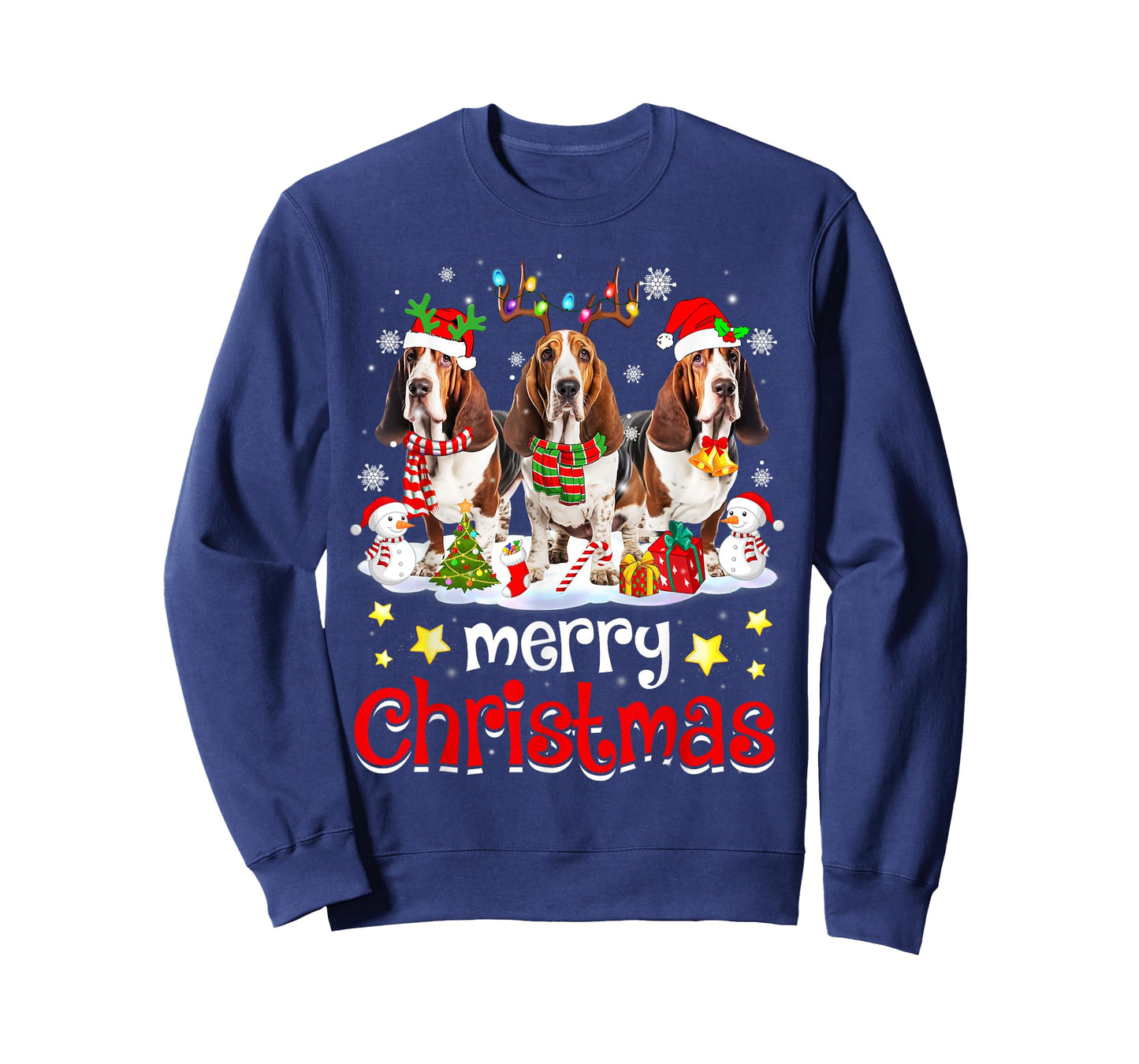 Basset Hound Christmas with Decorations Xmas T-Shirt