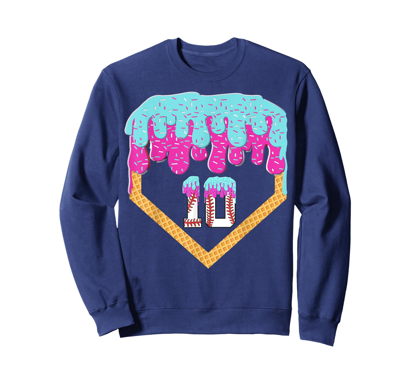 Baseball Drip 10 Year Old Ice Cream 10th Birthday Boy T-Shirt