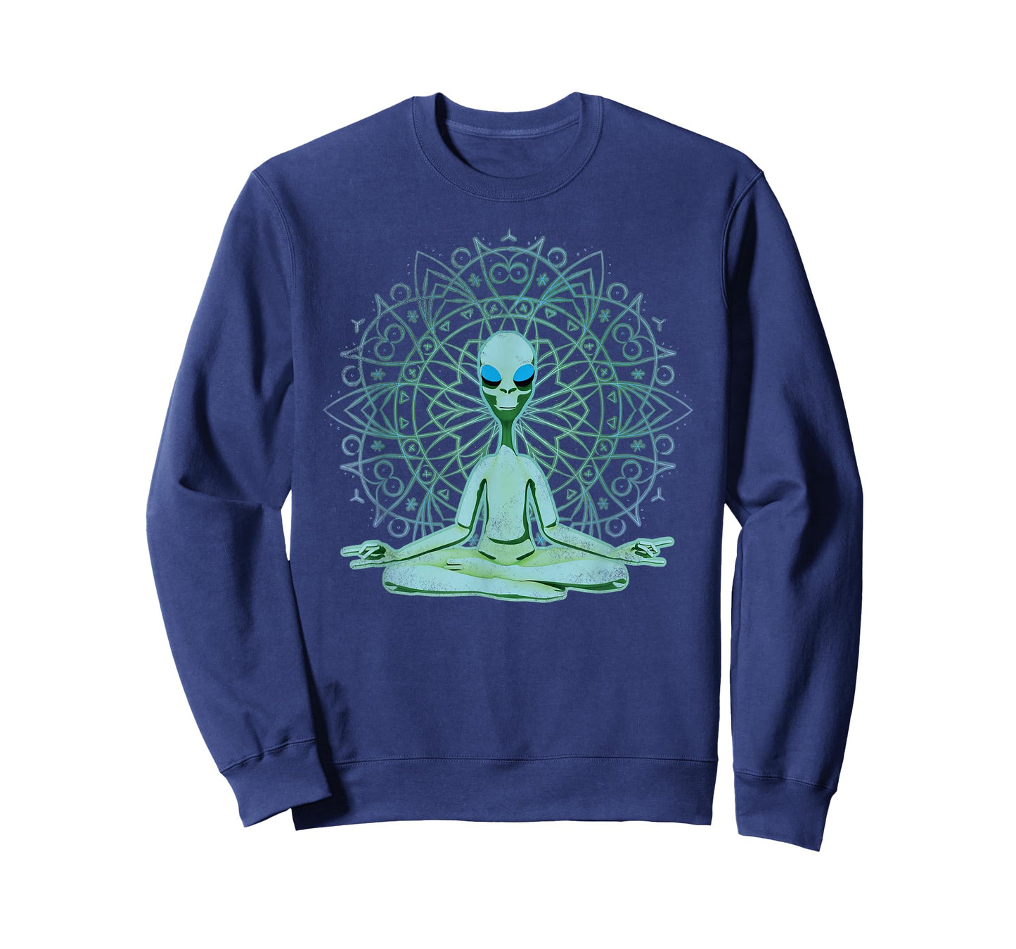 Alien Shirt UFO Mandala Meditating Green Alien Lotus Zen T-Shirt