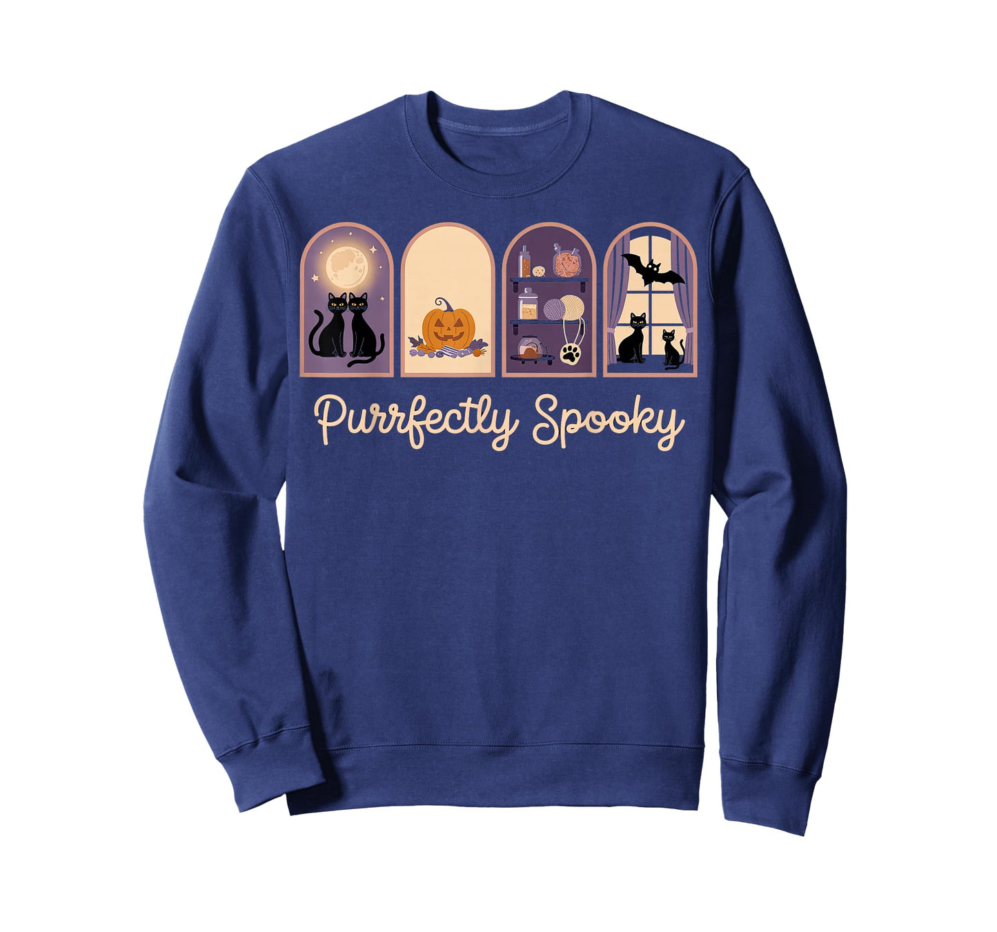 Cute Retro Halloween Cat Lover Purrfectly Spooky Black Cats T-Shirt