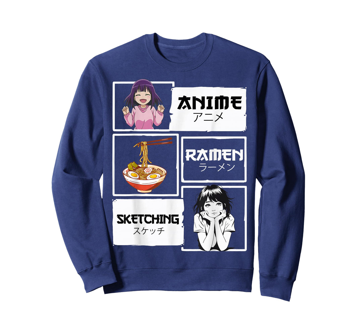 Japan Boba Manga Kawaii Anime Ramen Sketching Unisex-Adult T-Shirt - Black, Small