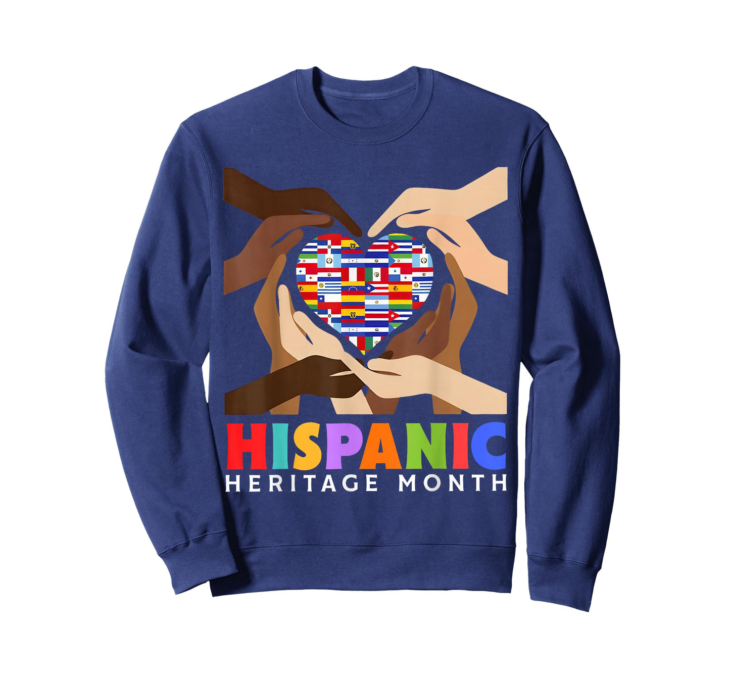 Latin Countries Heart Hands Flags Hispanic Heritage Month T-Shirt