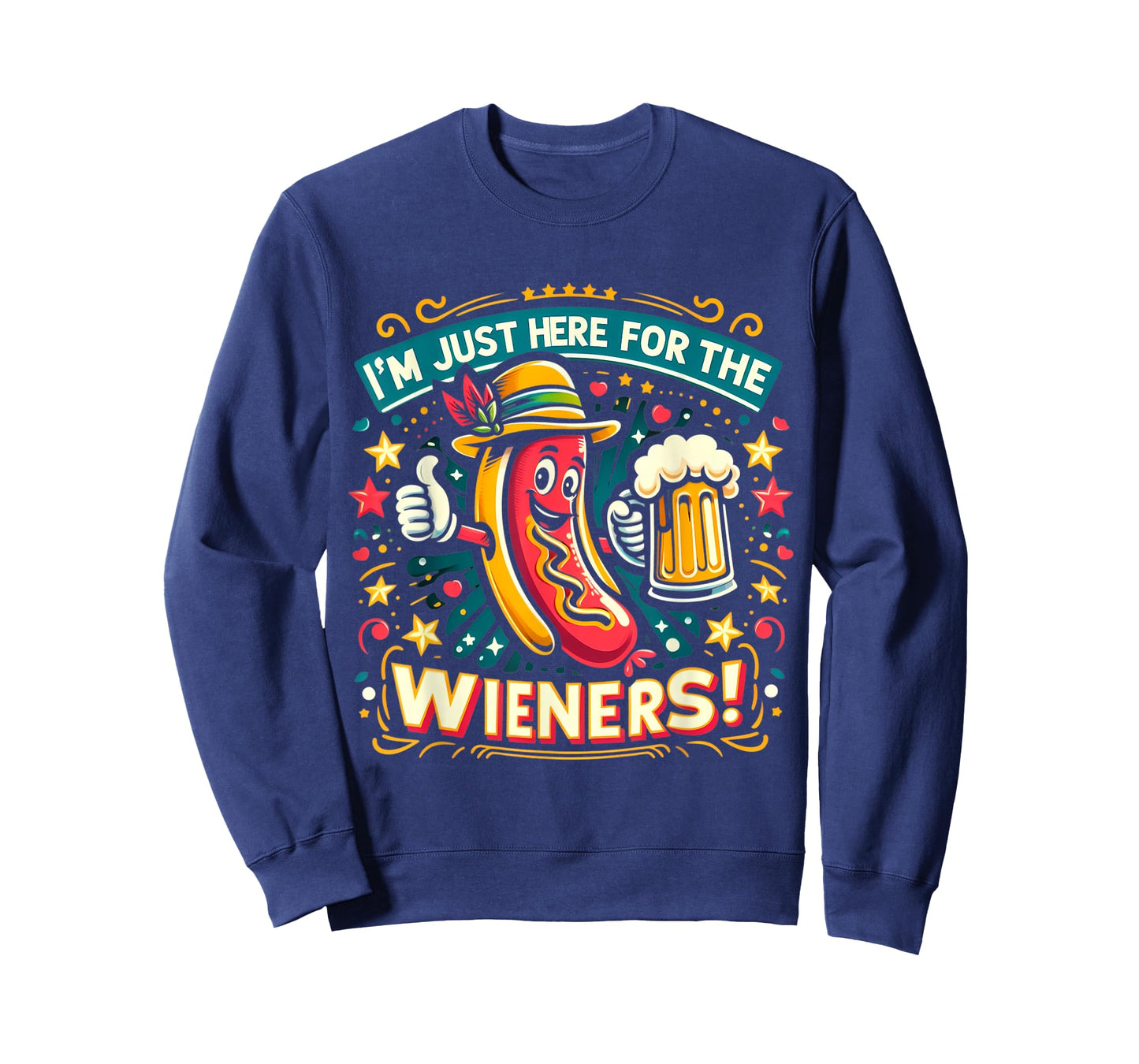 I'm Just Here For The Wieners Hotdog Funny Oktoberfest Pun T-Shirt for Men Women
