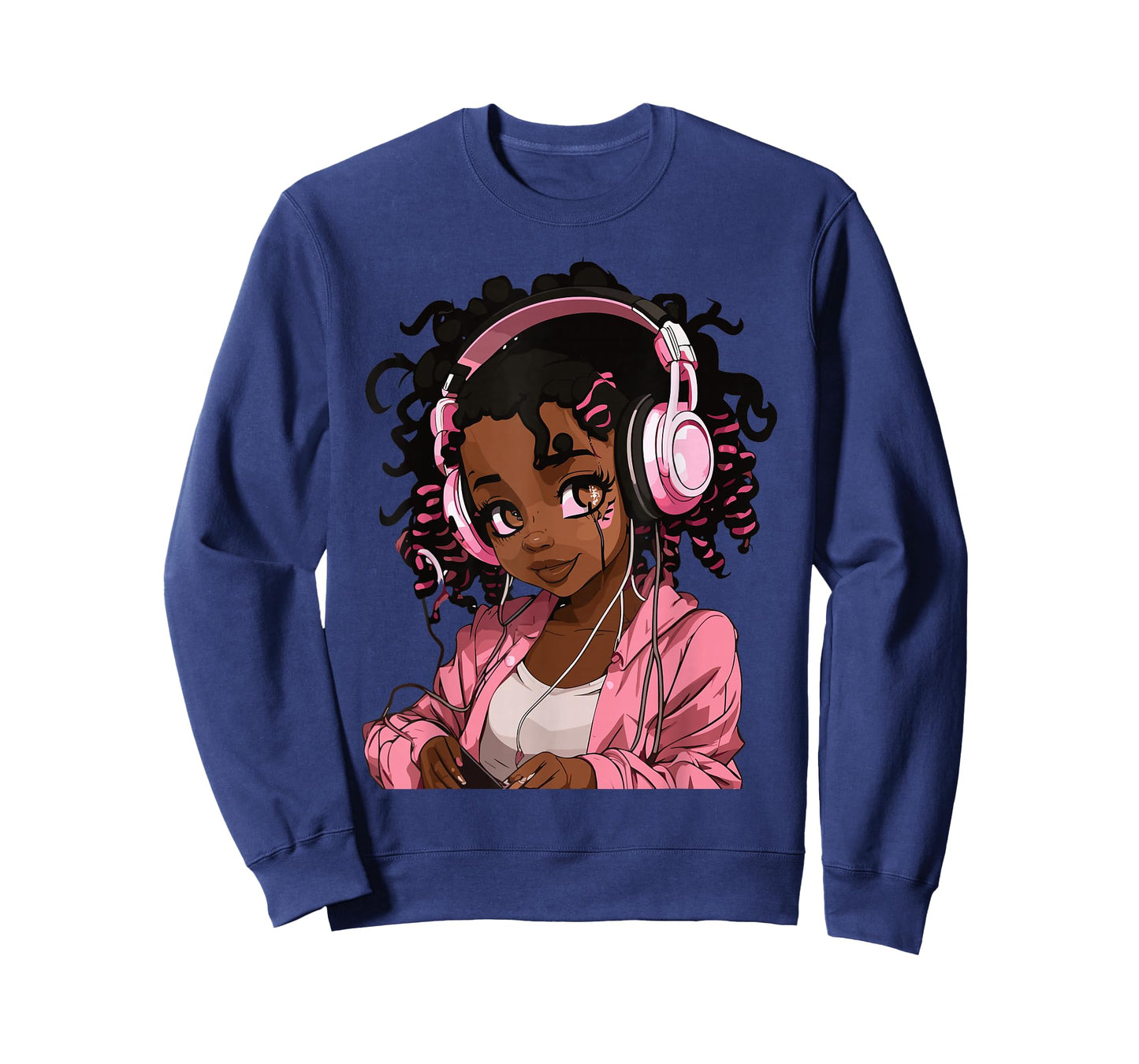 Anime and Music Black Girl Anime Merch Afro African American T-Shirt