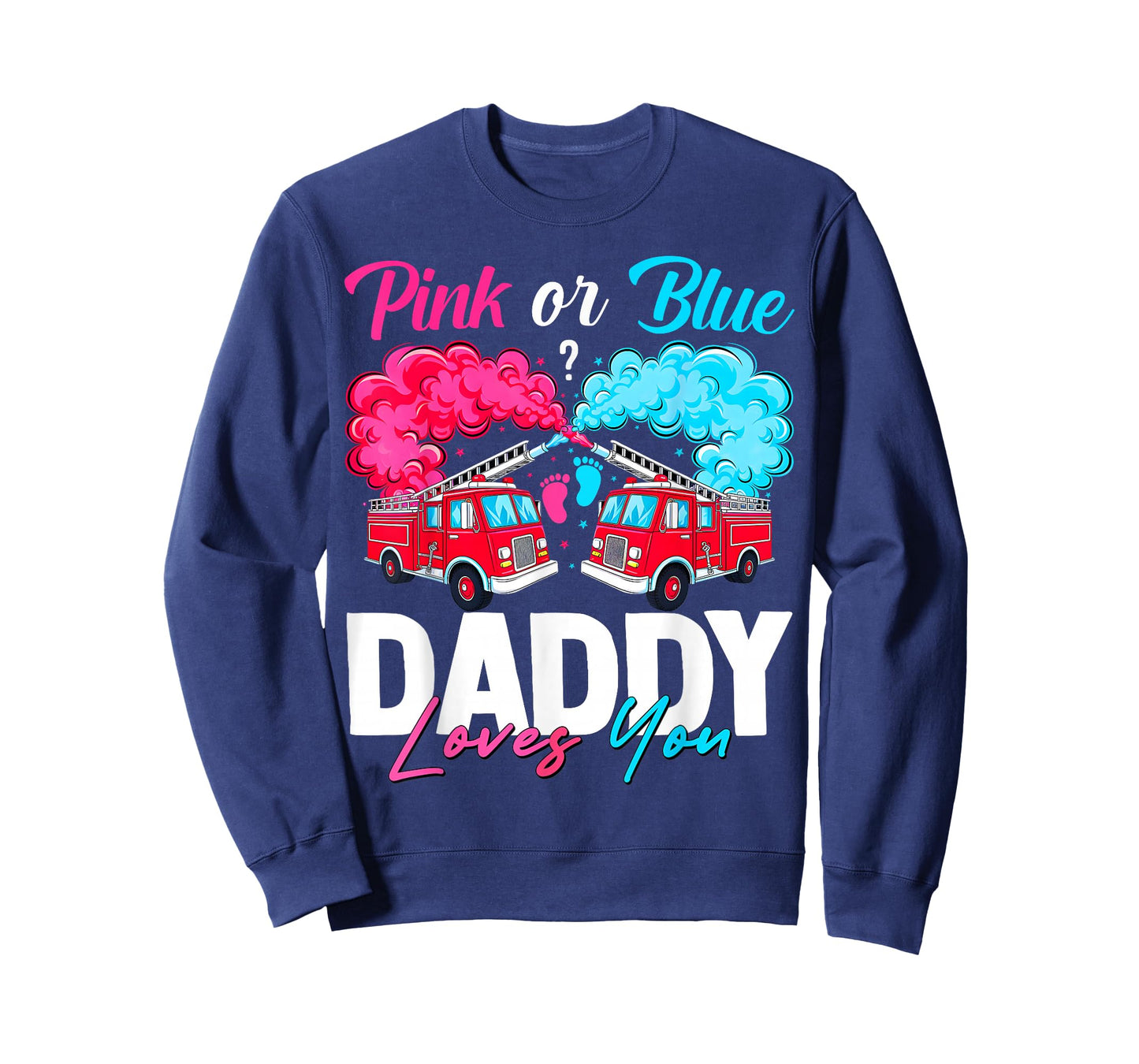 Fire Truck Firefighter Baby Gender Reveal Pink Or Blue Daddy T-Shirt