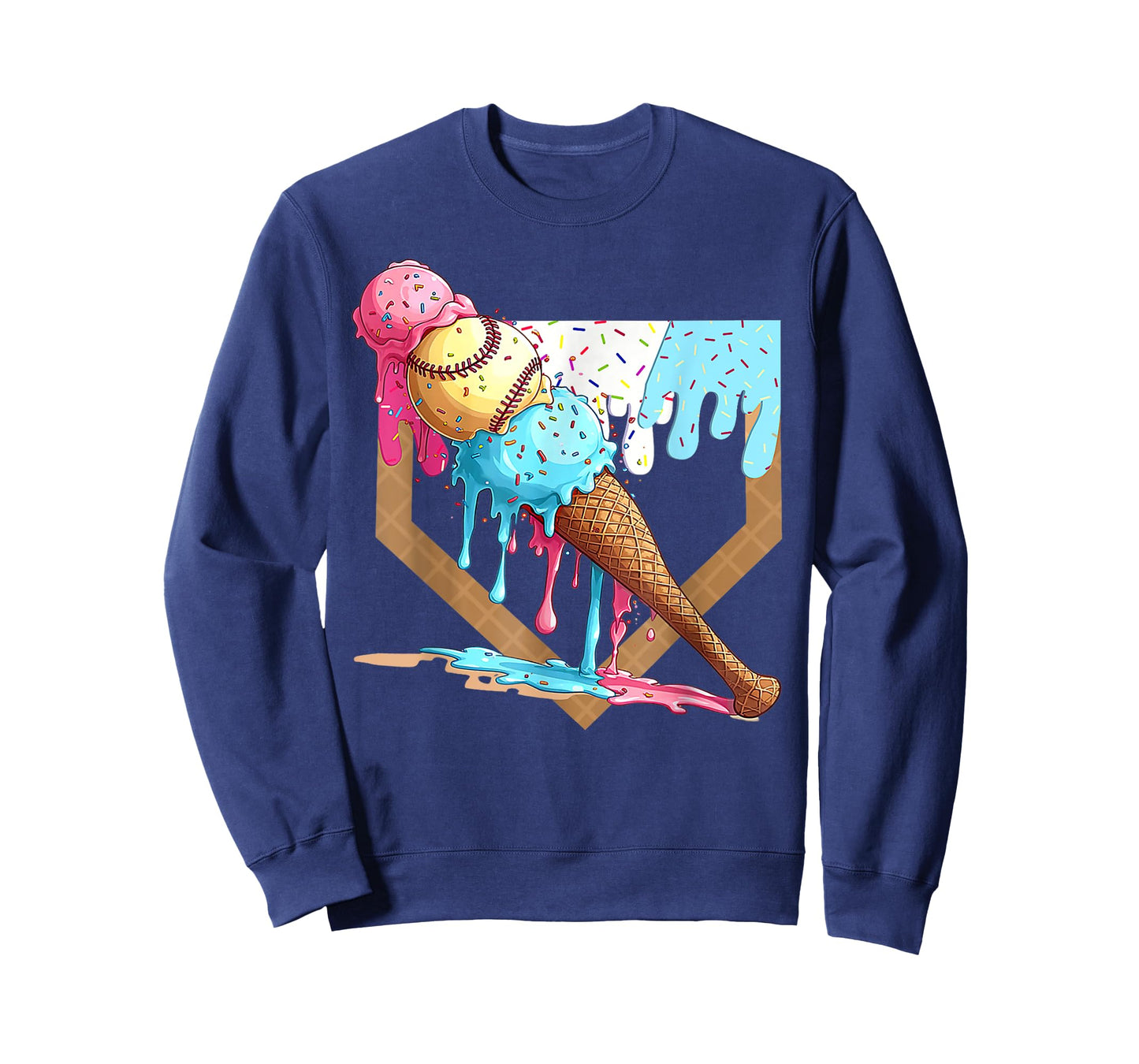 Baseball Drip for Boys Home Plate Ice Cream Drip Youth Sport T-Shirt