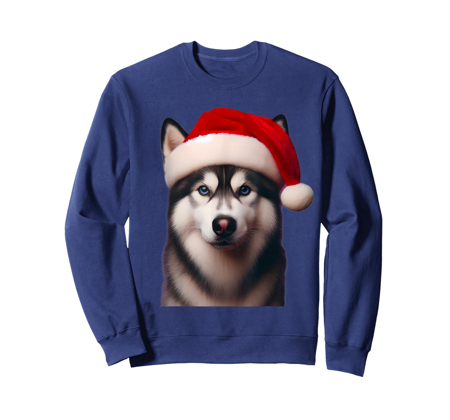 Siberian Husky With Santa Hat Christmas Xmas Dog Owner Lover T-Shirt