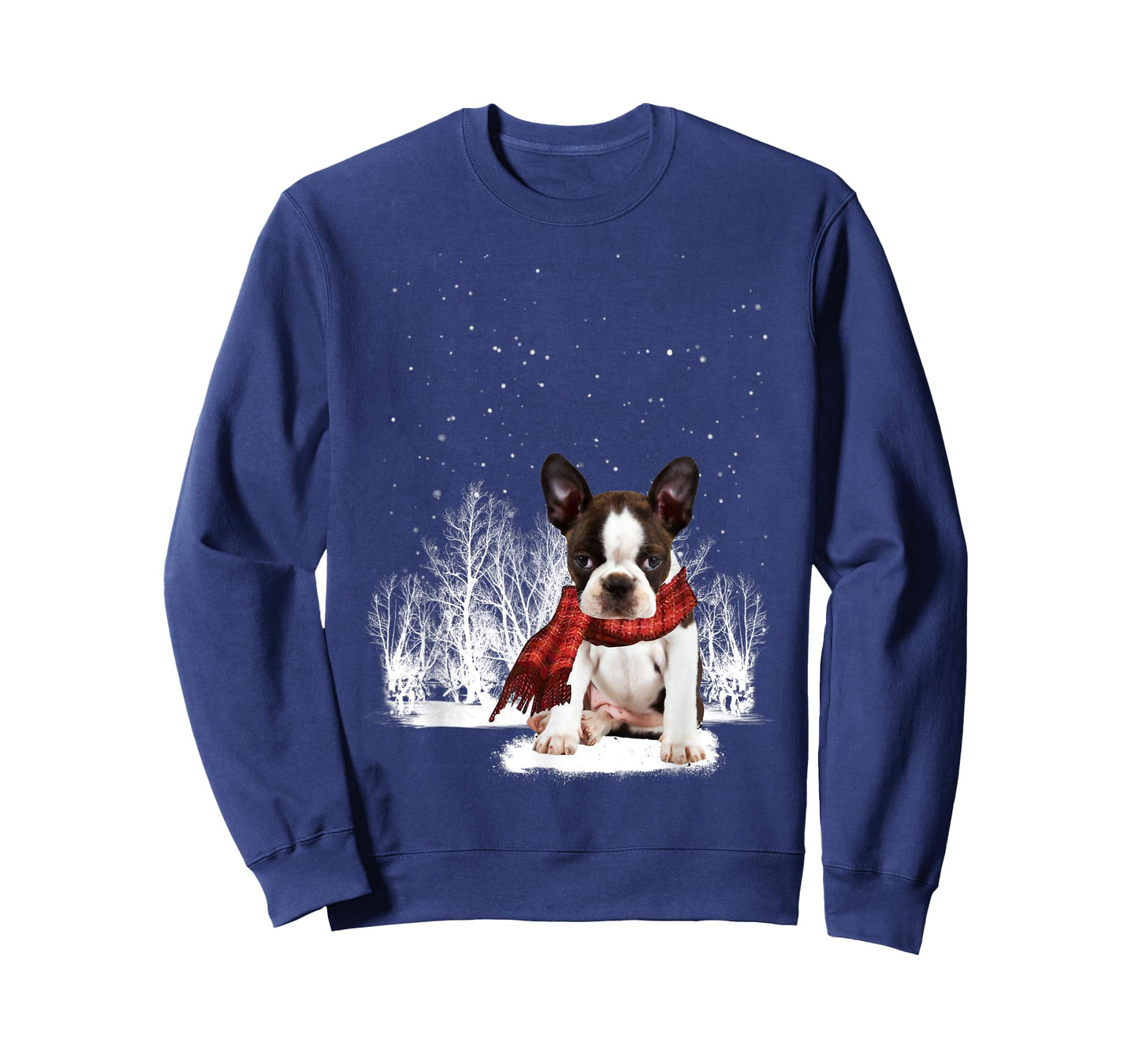 Boston Terrier In The Snow Merry Christmas Winter Gift T-Shirt