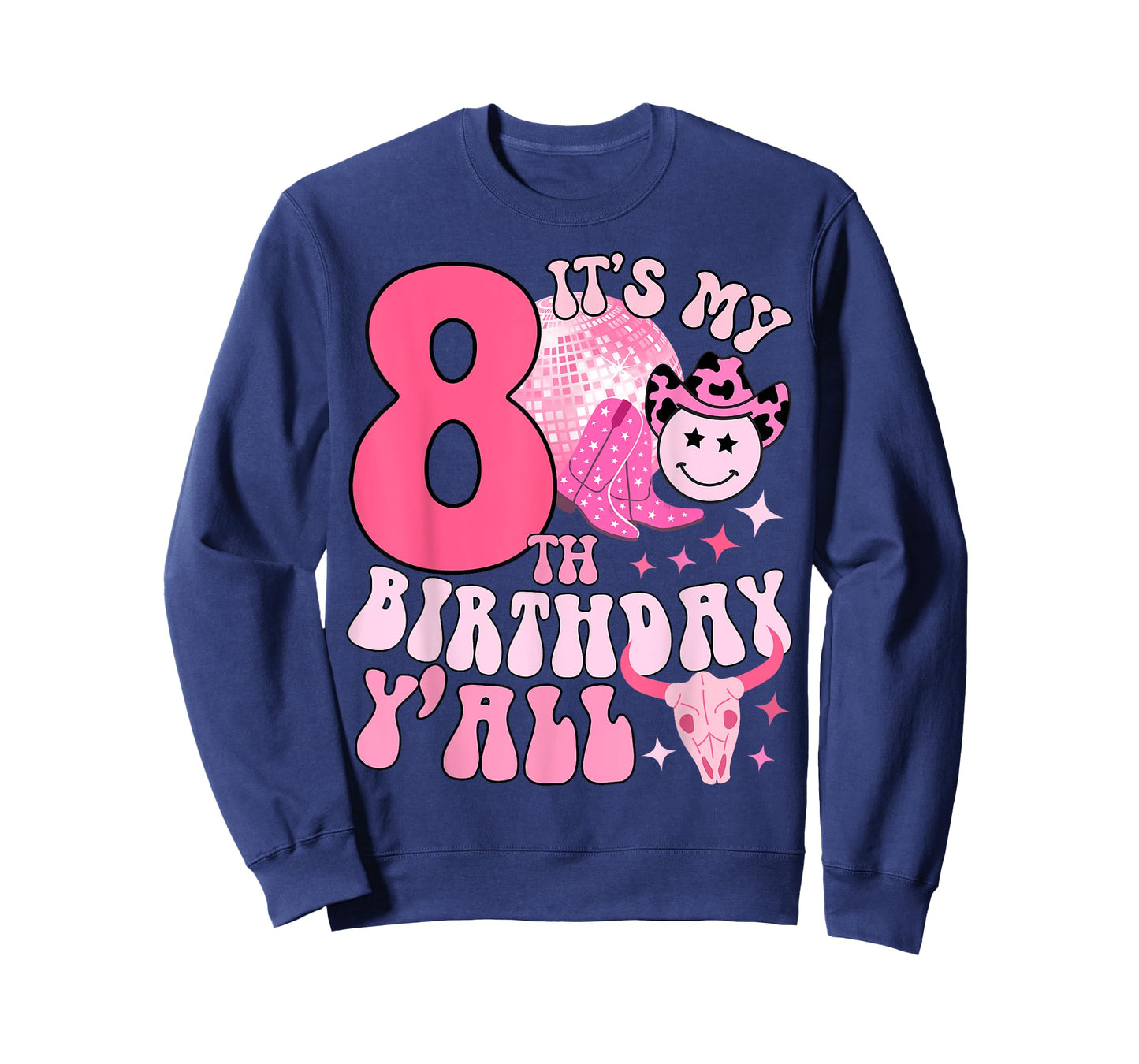8th girls women western birthday tee cowgirl party boots T-Shirt
