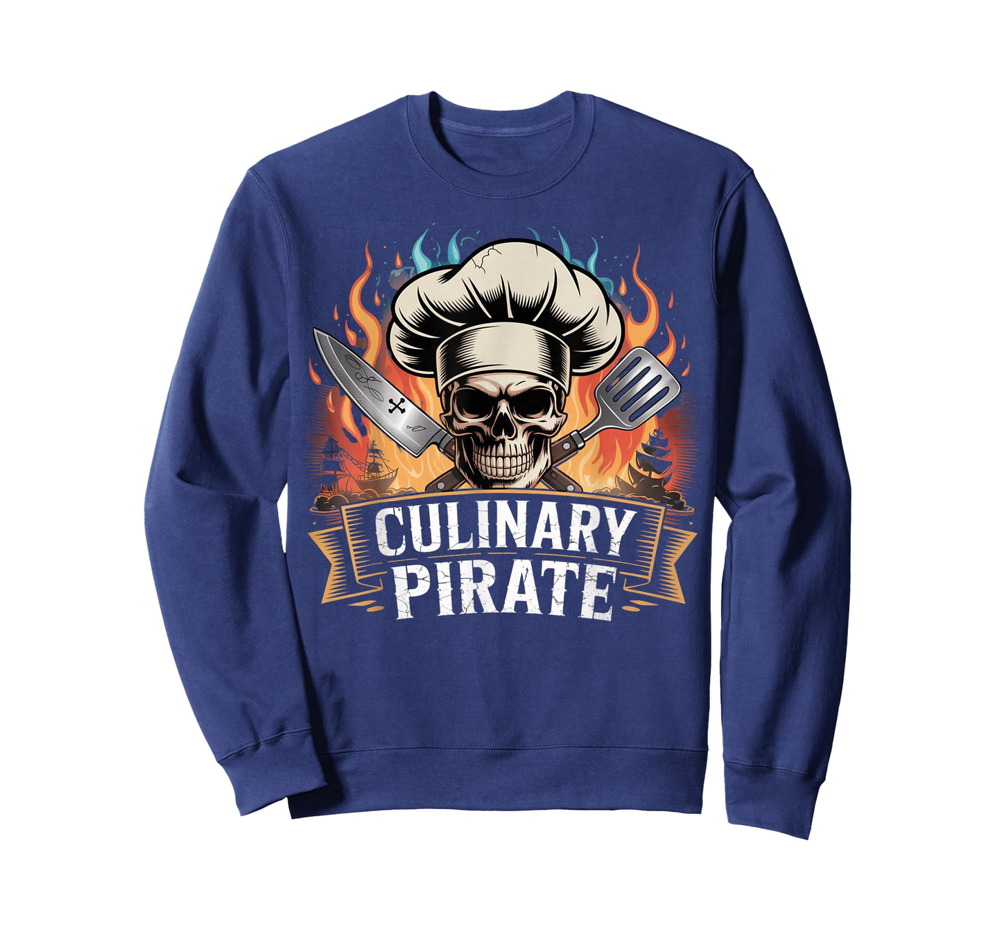 Halloween Culinary Pirate Chef Hat Knife Spatula Skull Cooks T-Shirt