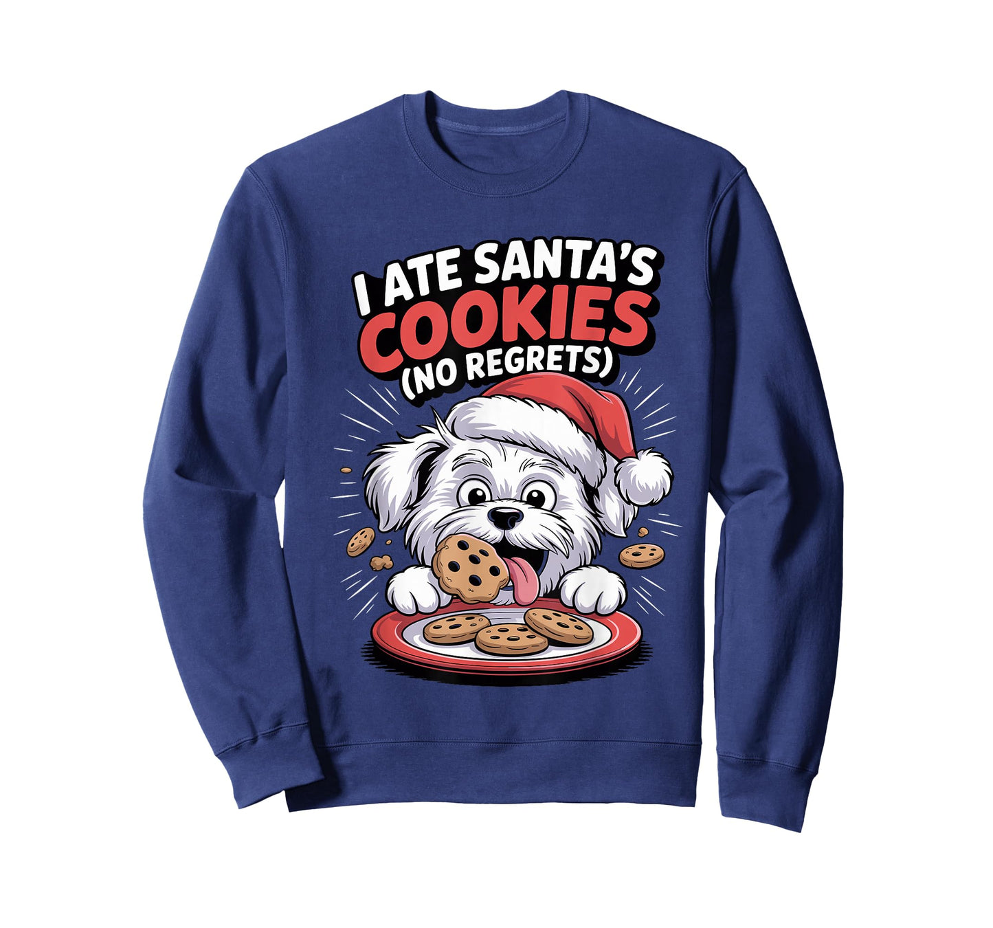 I Ate Santas Cookies Xmas Puppy Funny Christmas Maltese T-Shirt