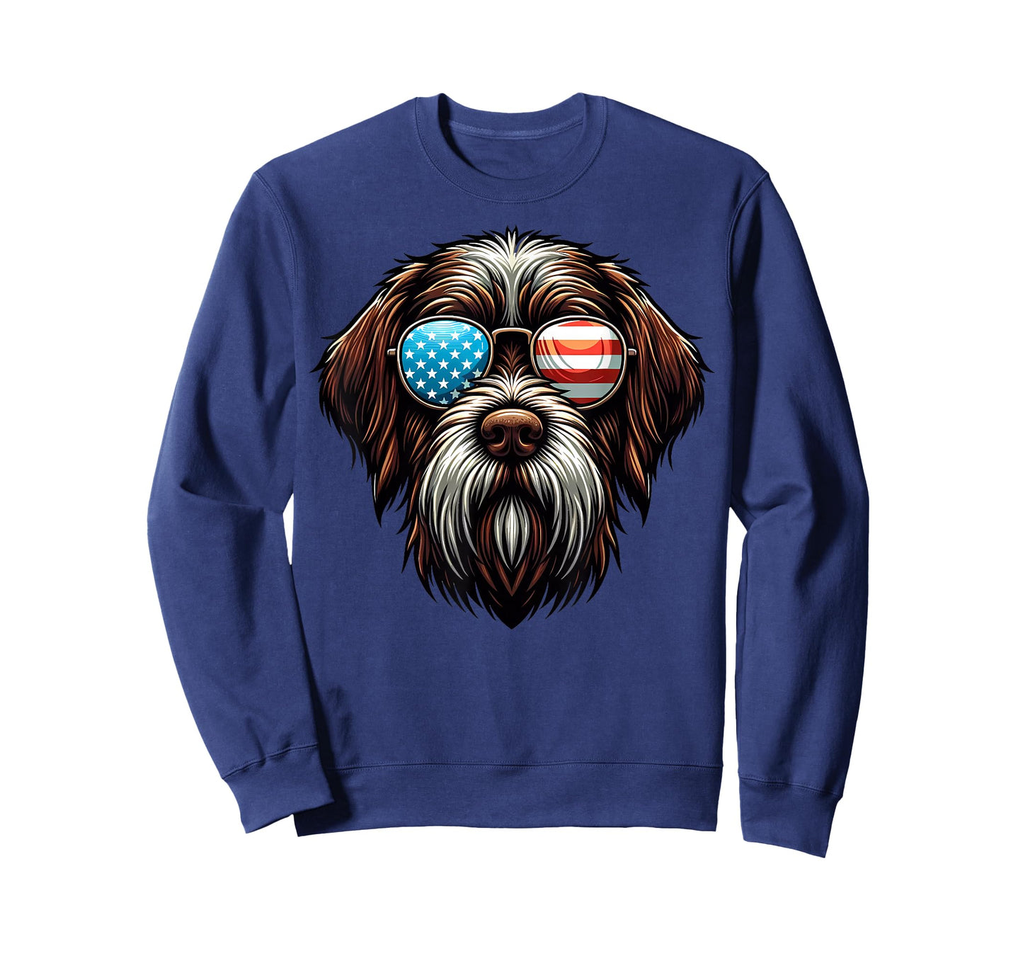 Wirehaired Pointing Griffon Patriotic American Flag USA Dog T-Shirt