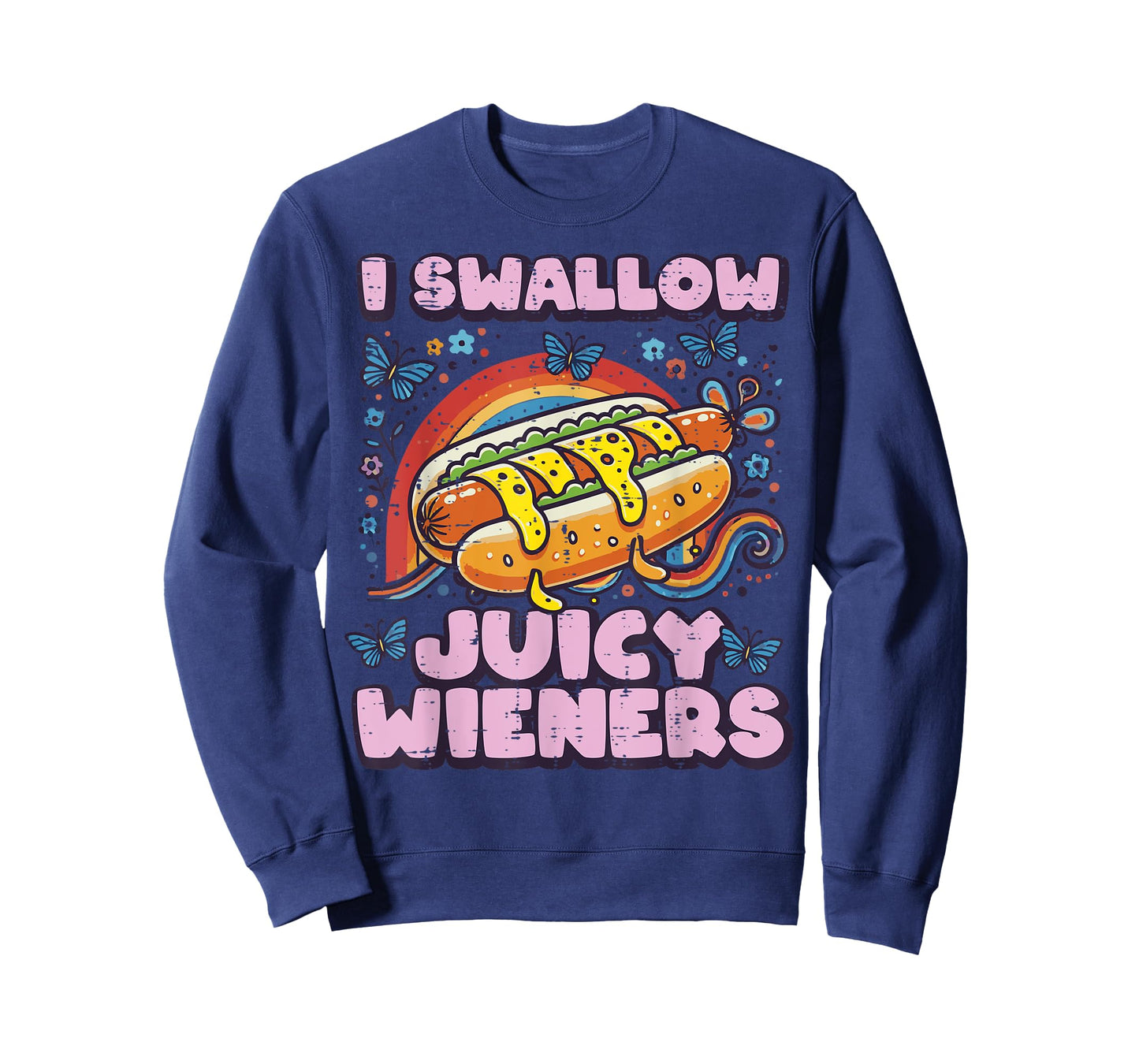 I Swallow Juicy Wieners Hotdog Funny Saying Adult Joke Women T-Shirt