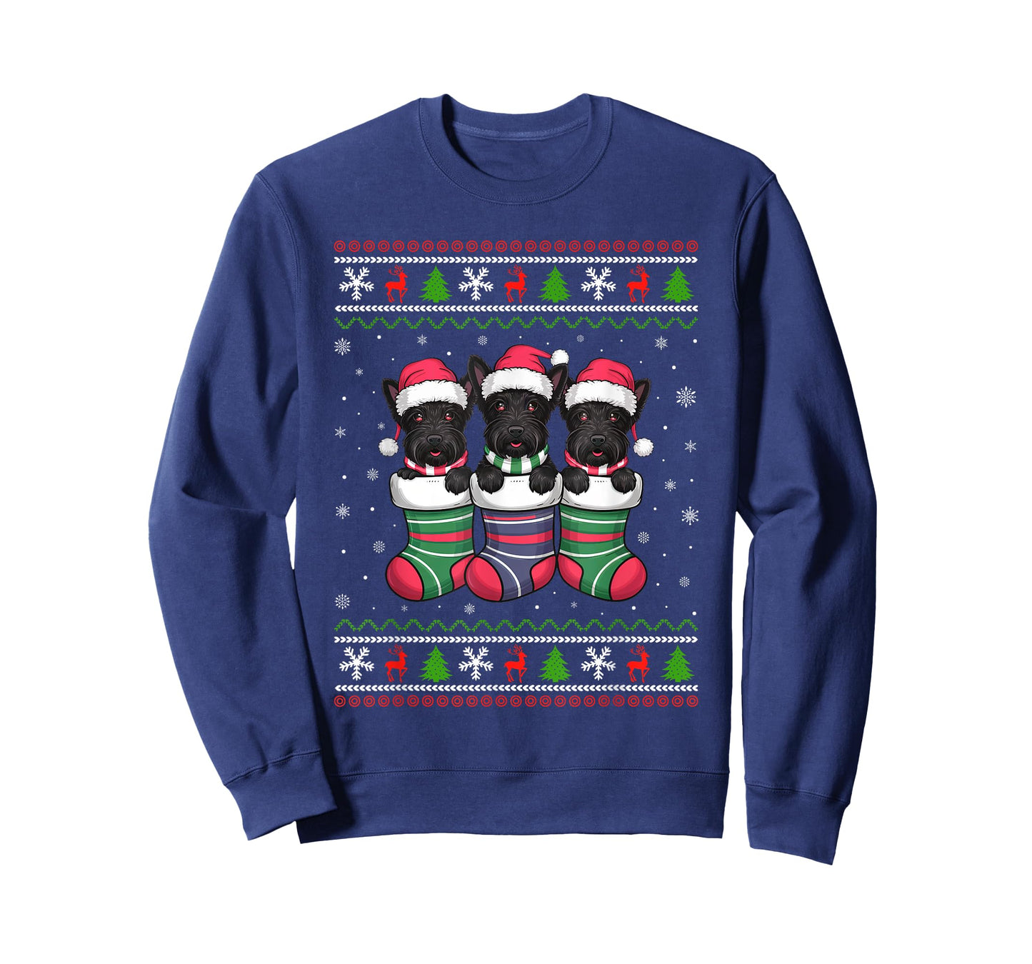 Ugly Xmas Sweater Scottie Dog In Christmas Socks Men Women Kids T-Shirt