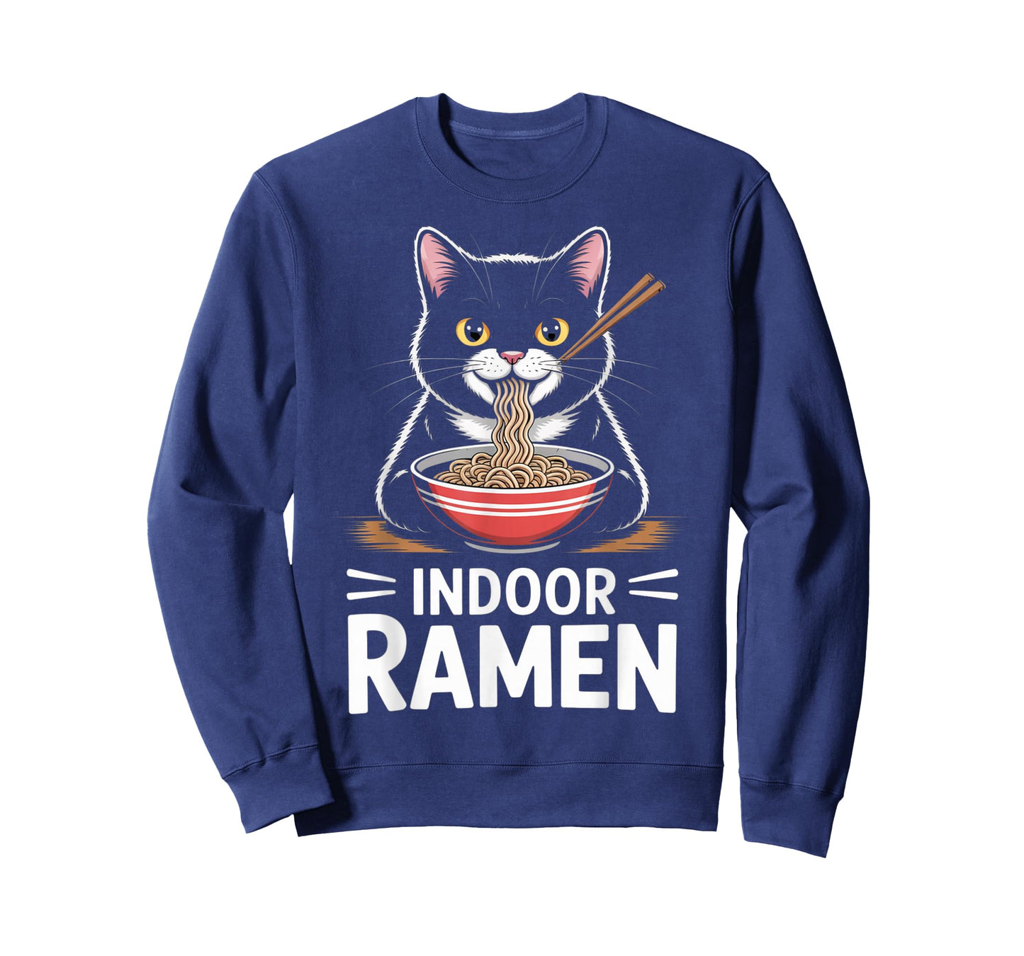 Indoor Ramen Cute Cat Slurping Noodles Kawaii Anime T-Shirt